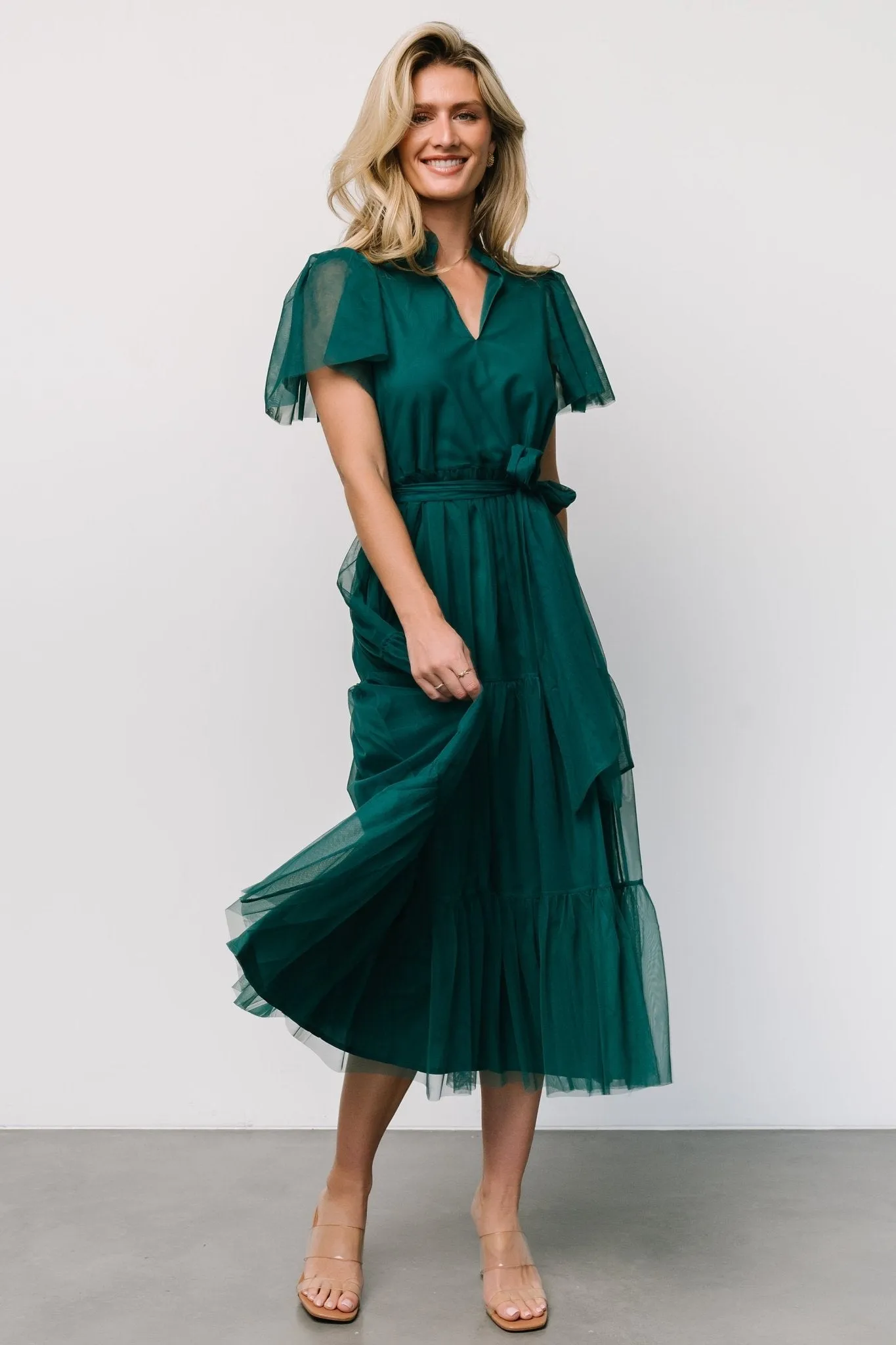 Medina Tulle Midi Dress | Emerald sold by Baltic Born product image thumbnail 4