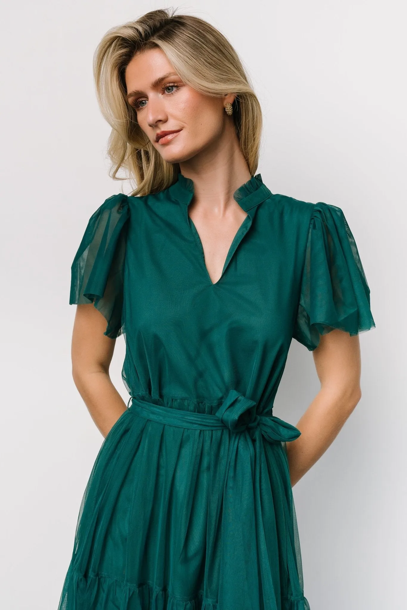 Medina Tulle Midi Dress | Emerald sold by Baltic Born product image thumbnail 2