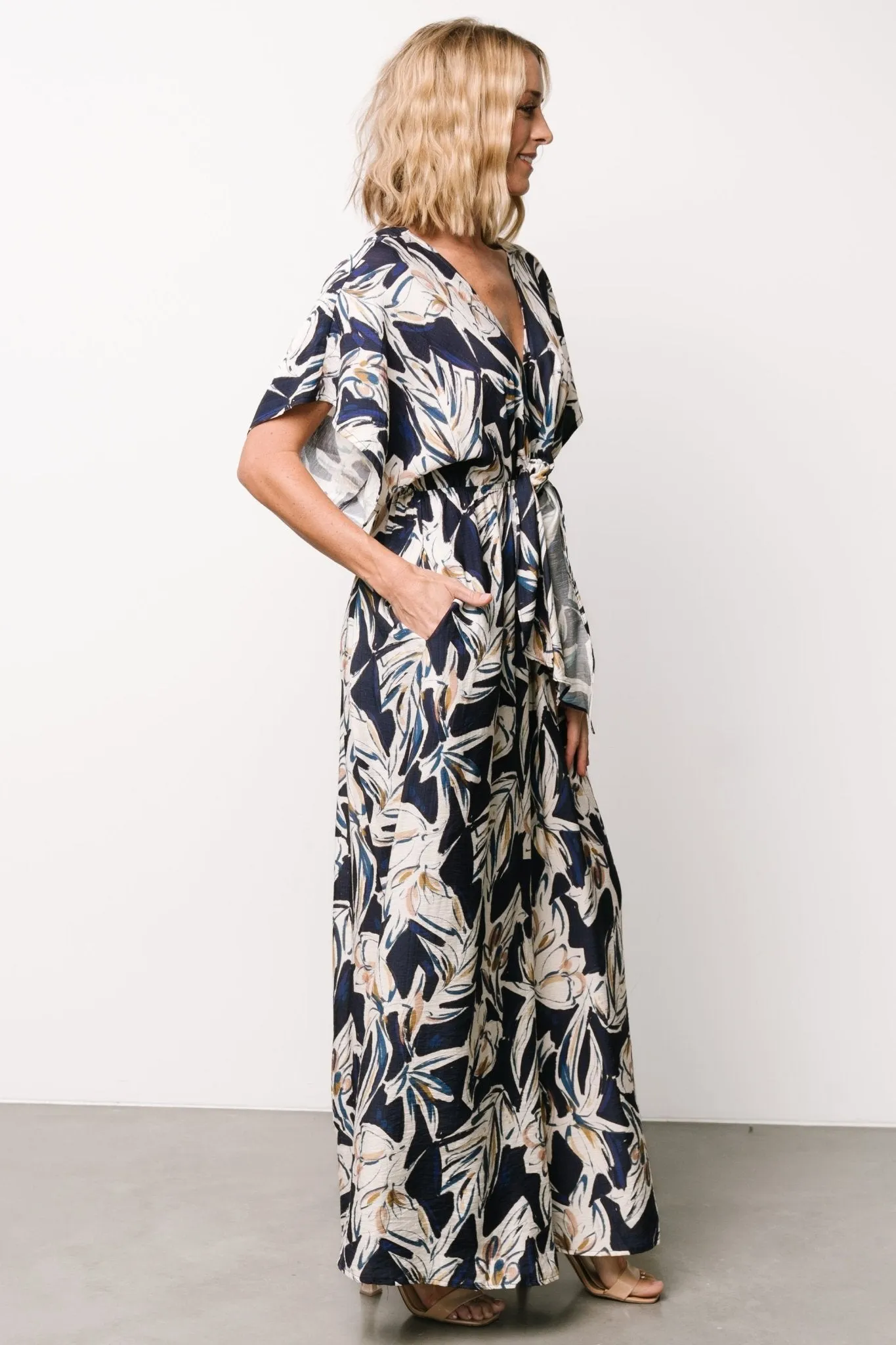 Giada Wide Leg Jumpsuit | Navy + Off White sold by Baltic Born product image thumbnail 3