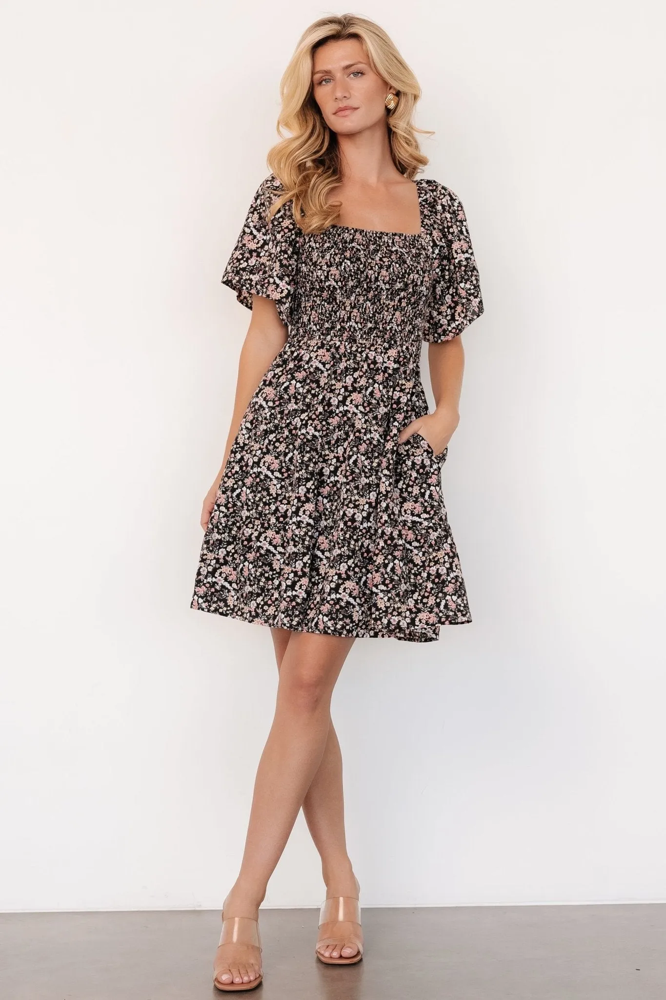Idera Short Dress | Black Floral sold by Baltic Born