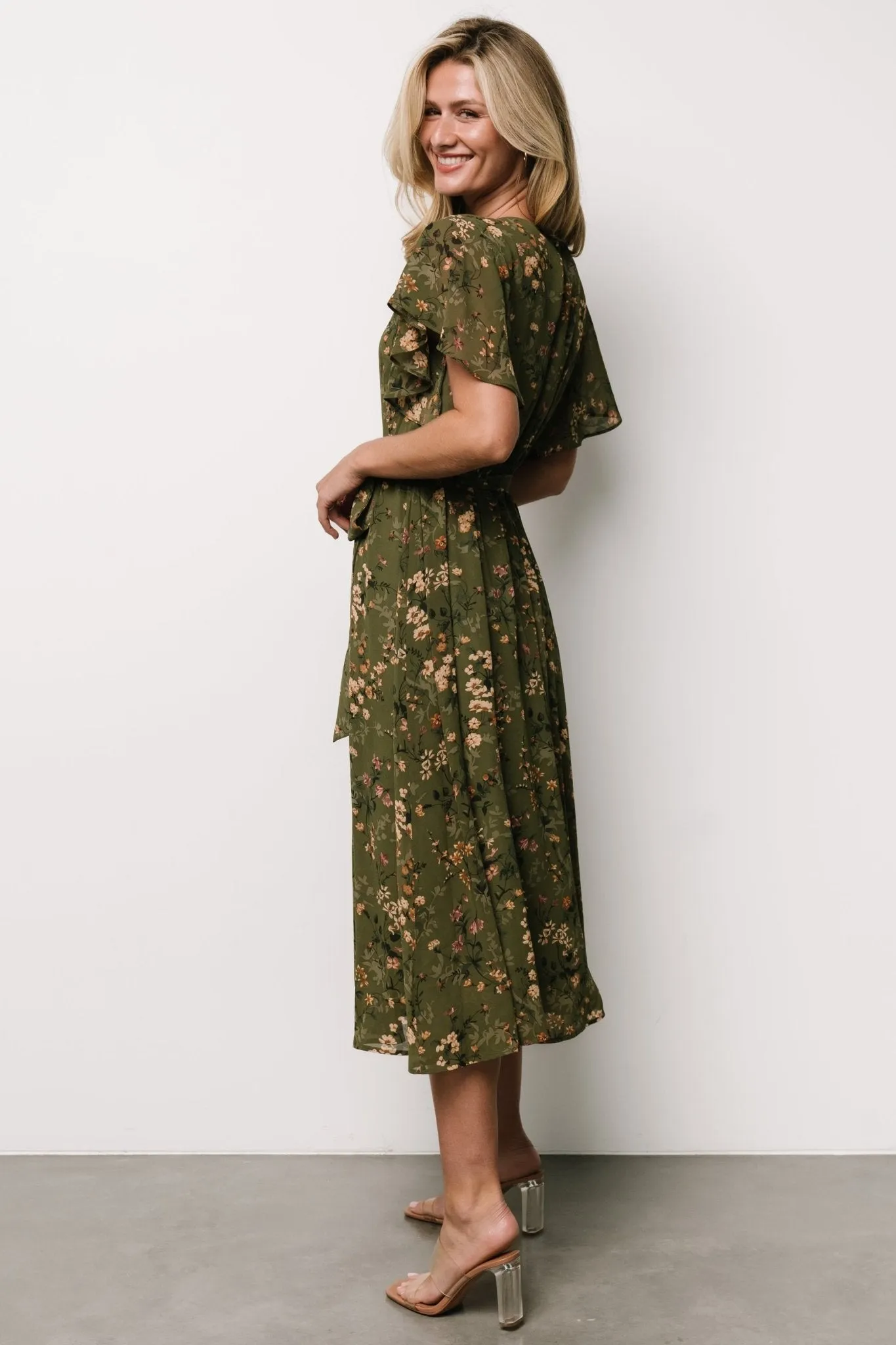 Laurel Midi Dress | Olive Floral sold by Baltic Born product image thumbnail 3