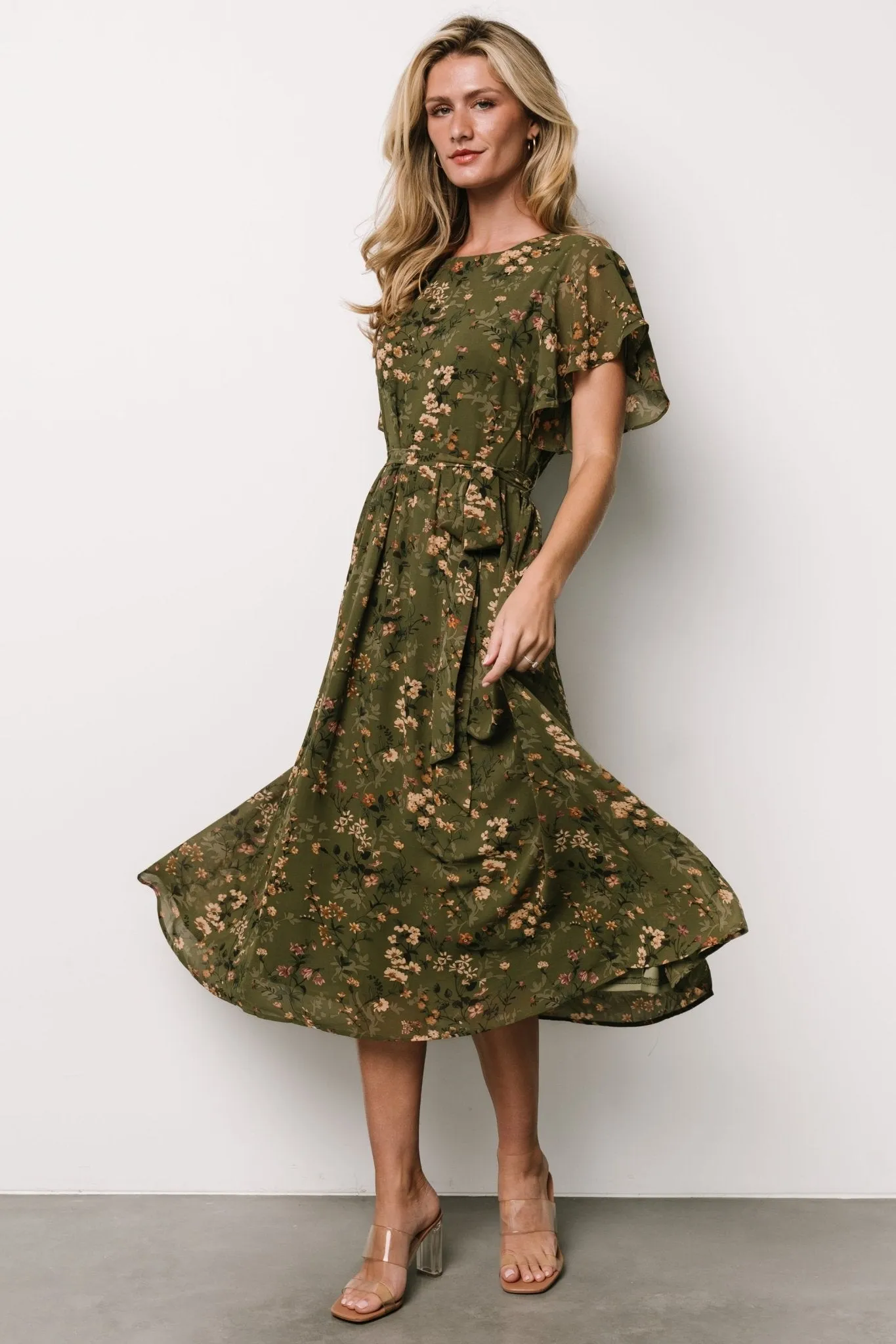 Laurel Midi Dress | Olive Floral sold by Baltic Born product image thumbnail 4