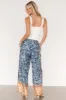 Zora Boho Satin Pants | Blue Multi Print sold by Baltic Born