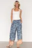 Zora Boho Satin Pants | Blue Multi Print sold by Baltic Born