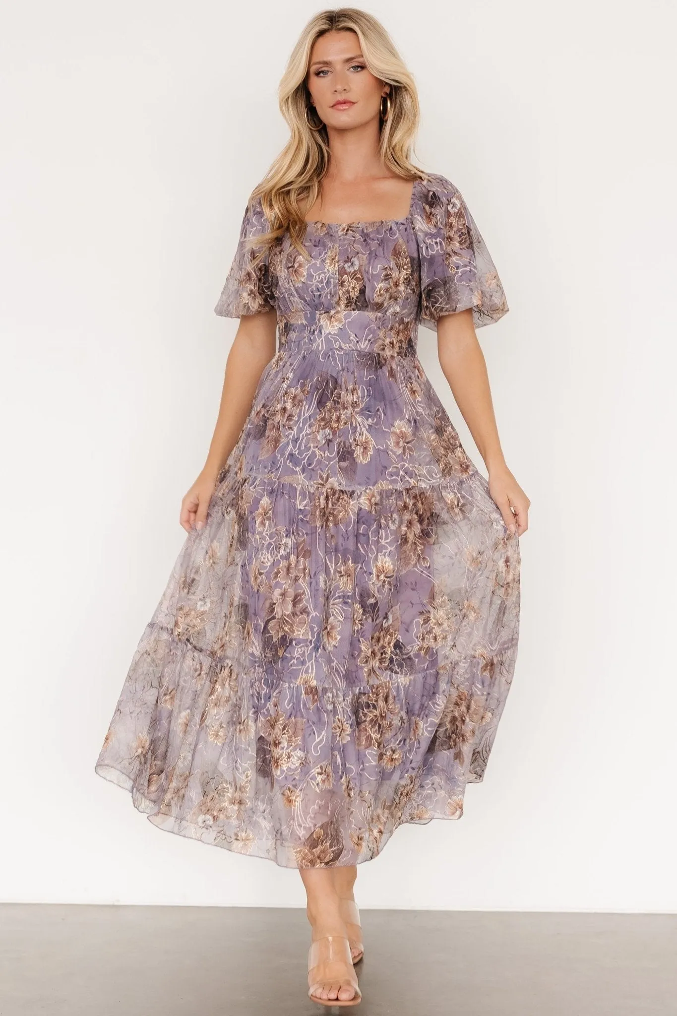 Annabeth Midi Dress | Lavender Floral sold by Baltic Born