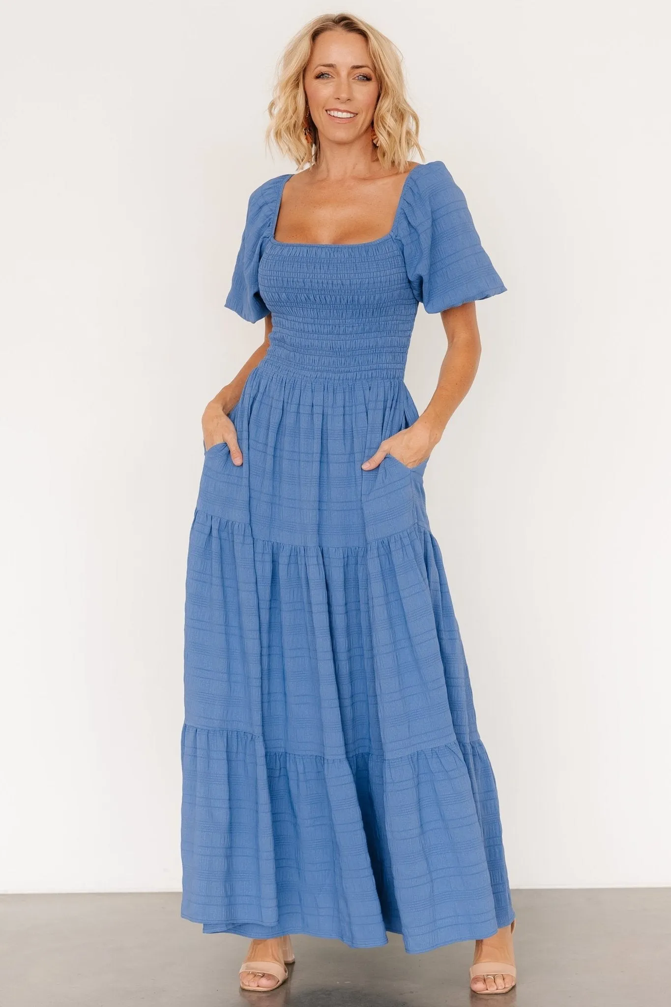 Amaya Smocked Dress | Blue sold by Baltic Born