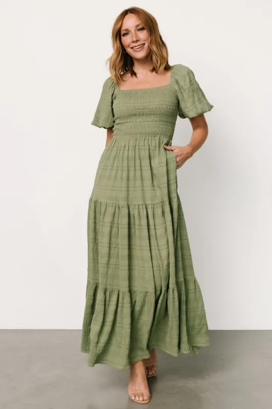 Amaya Smocked Dress | Green sold by Baltic Born