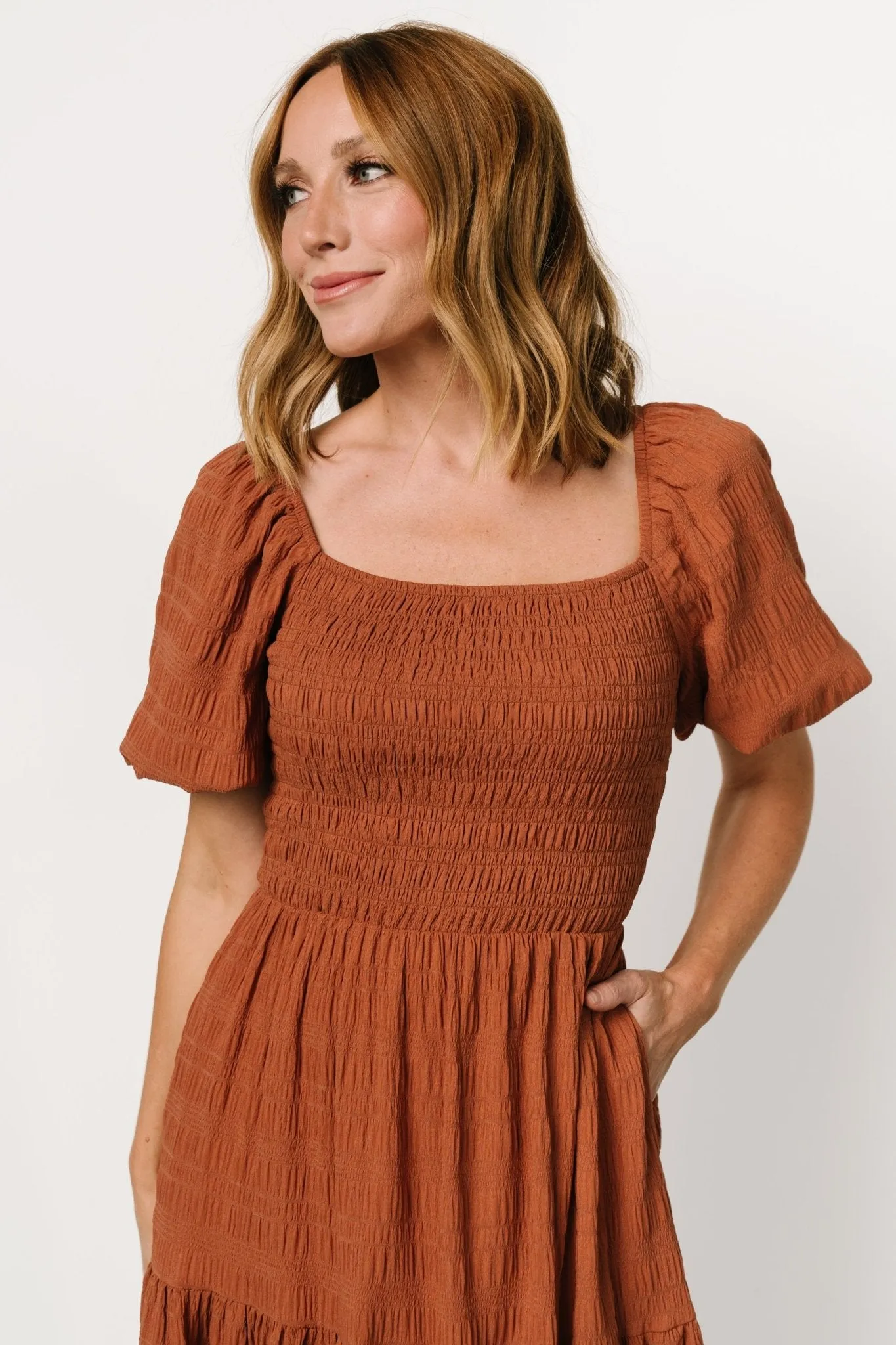 Amaya Smocked Dress | Sandstone sold by Baltic Born product image thumbnail 2