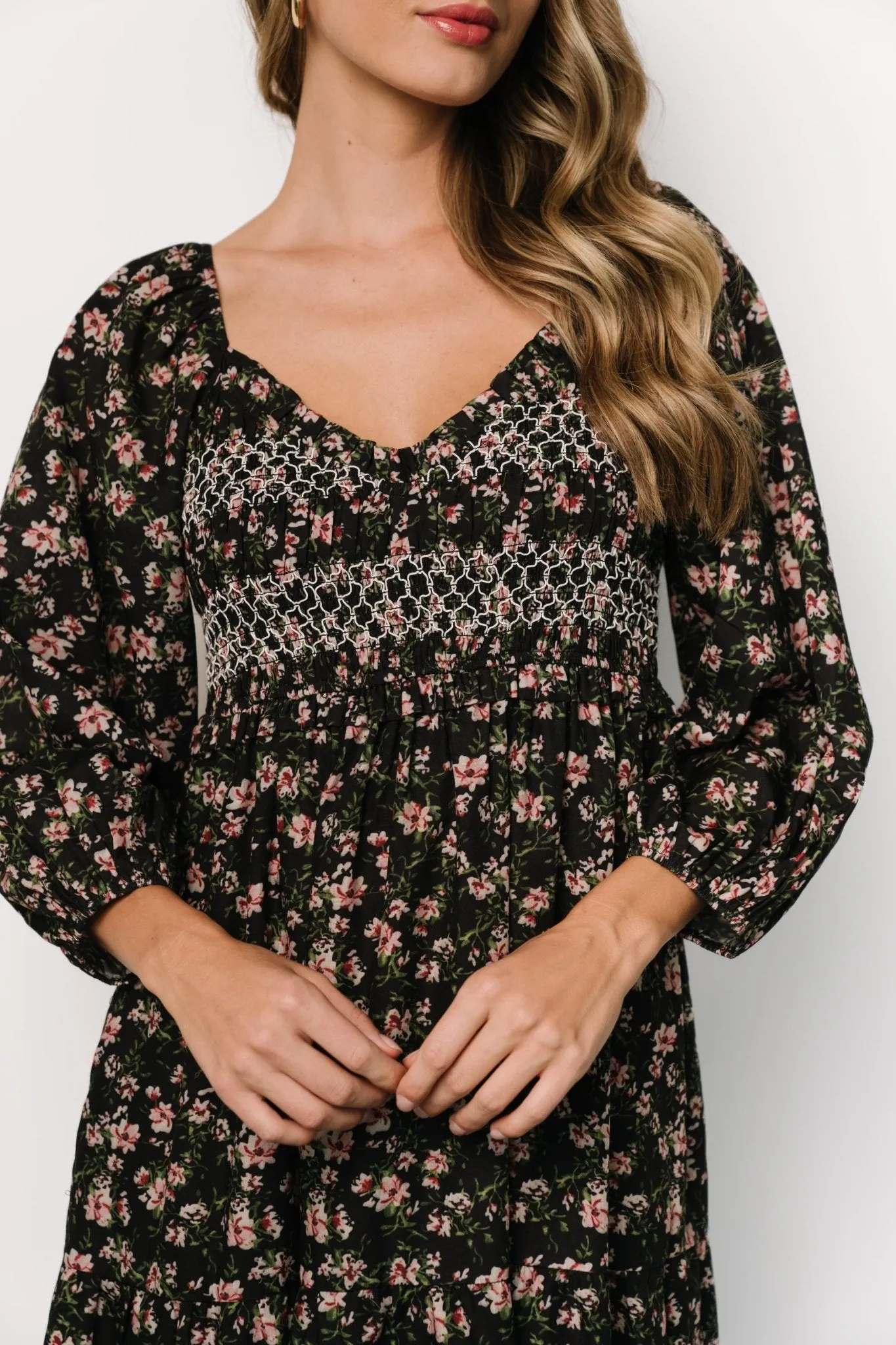 Louisa Smocked Maxi Dress | Black Floral sold by Baltic Born product image thumbnail 2