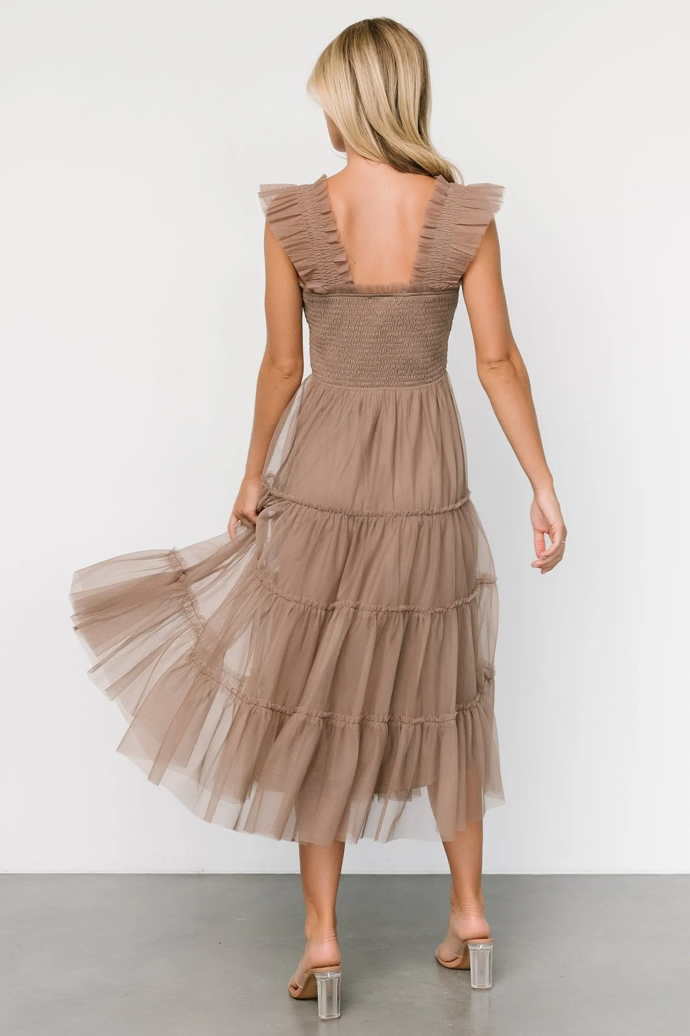 Emma Smocked Tulle Dress | Taupe sold by Baltic Born product image thumbnail 5