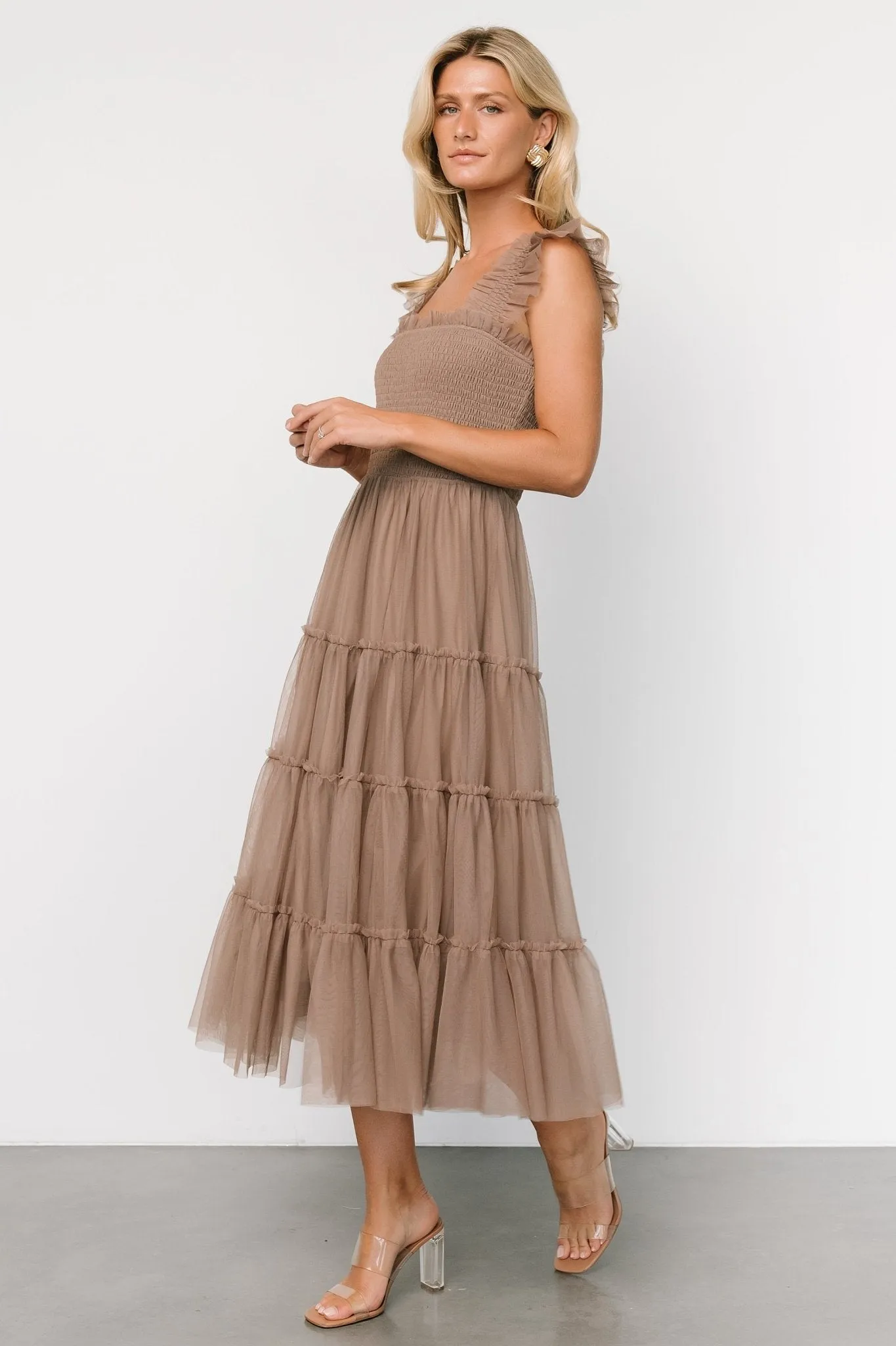 Emma Smocked Tulle Dress | Taupe sold by Baltic Born product image thumbnail 3
