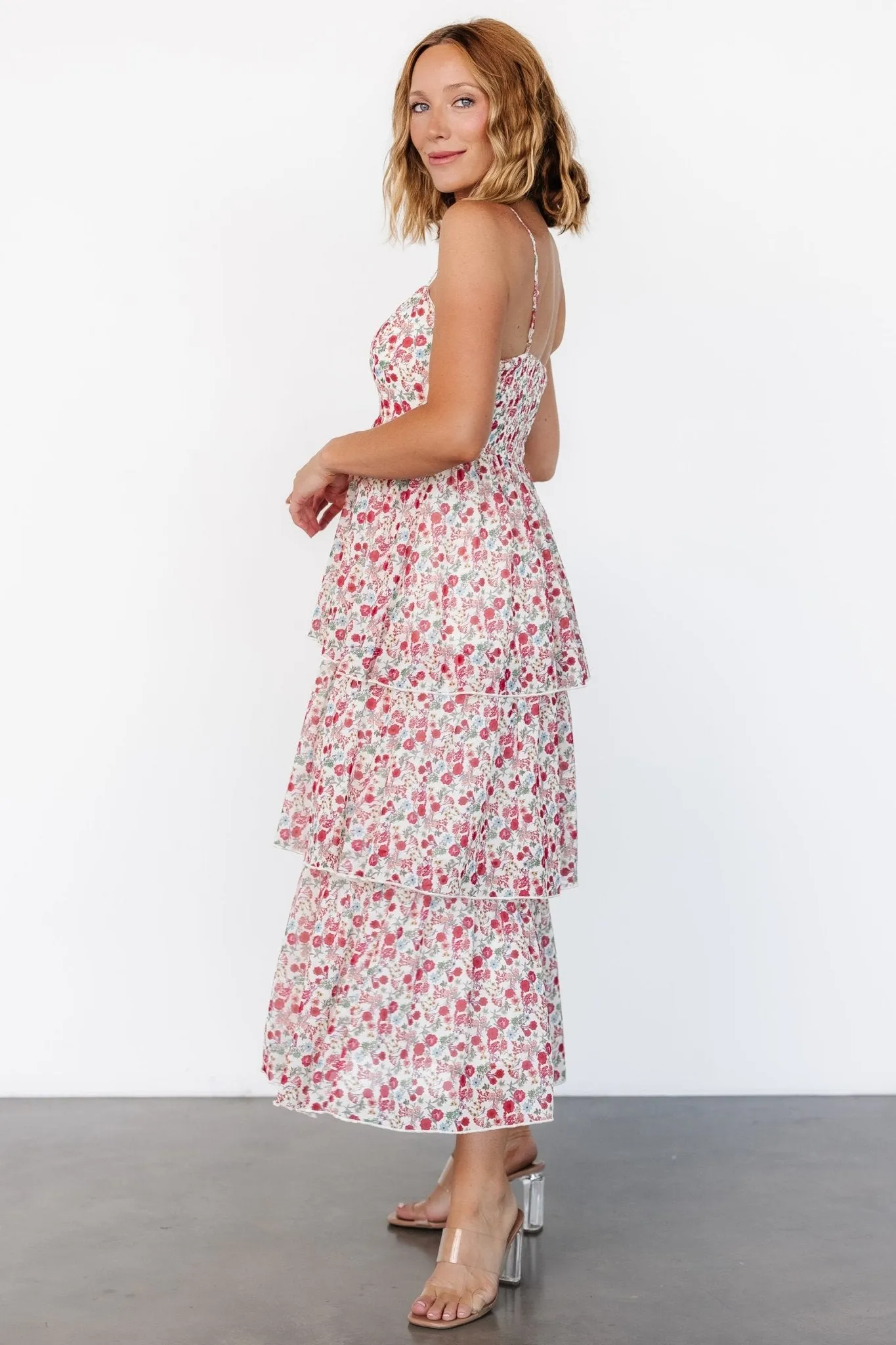 Caprice Tiered Dress | Cream Multi Floral sold by Baltic Born product image thumbnail 5