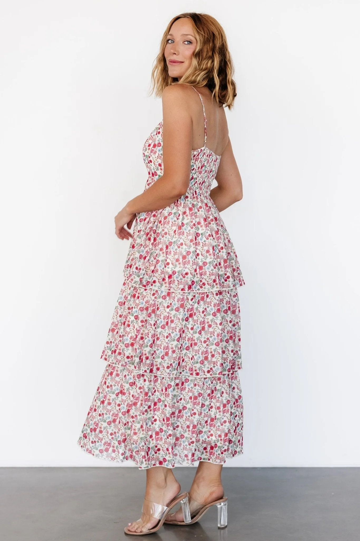 Caprice Tiered Dress | Cream Multi Floral sold by Baltic Born product image thumbnail 3