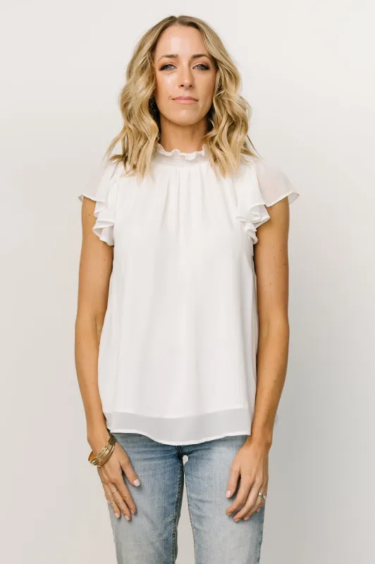 Leah Mock Neck Top | Off White sold by Baltic Born