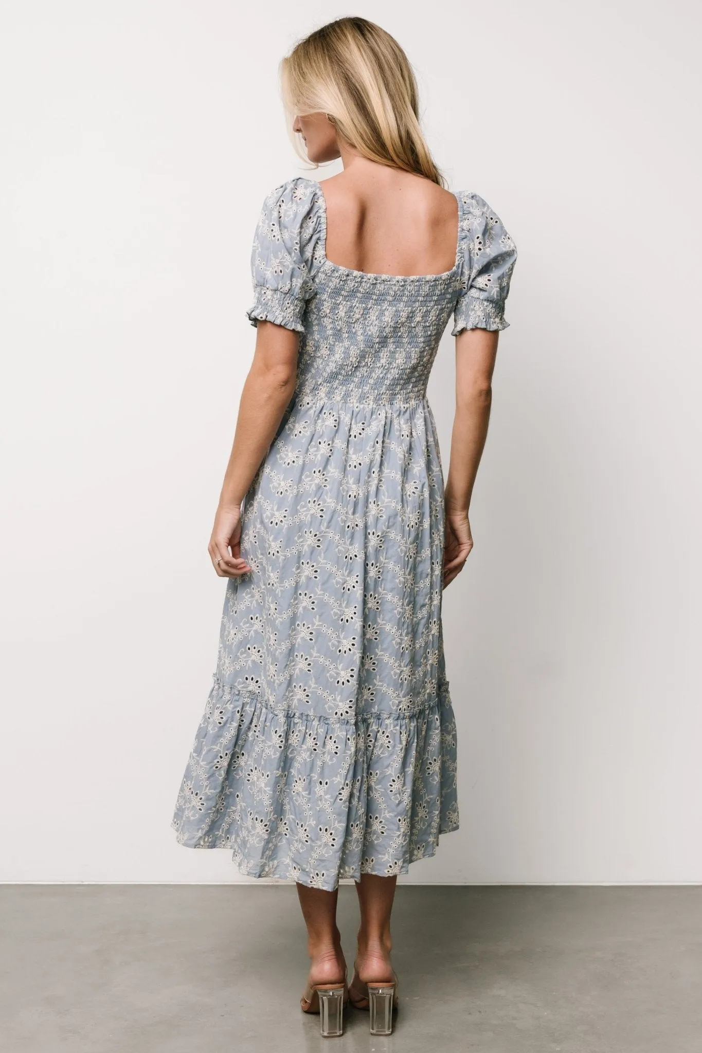 Piper Eyelet Midi Dress | Blue + Ivory sold by Baltic Born product image thumbnail 5