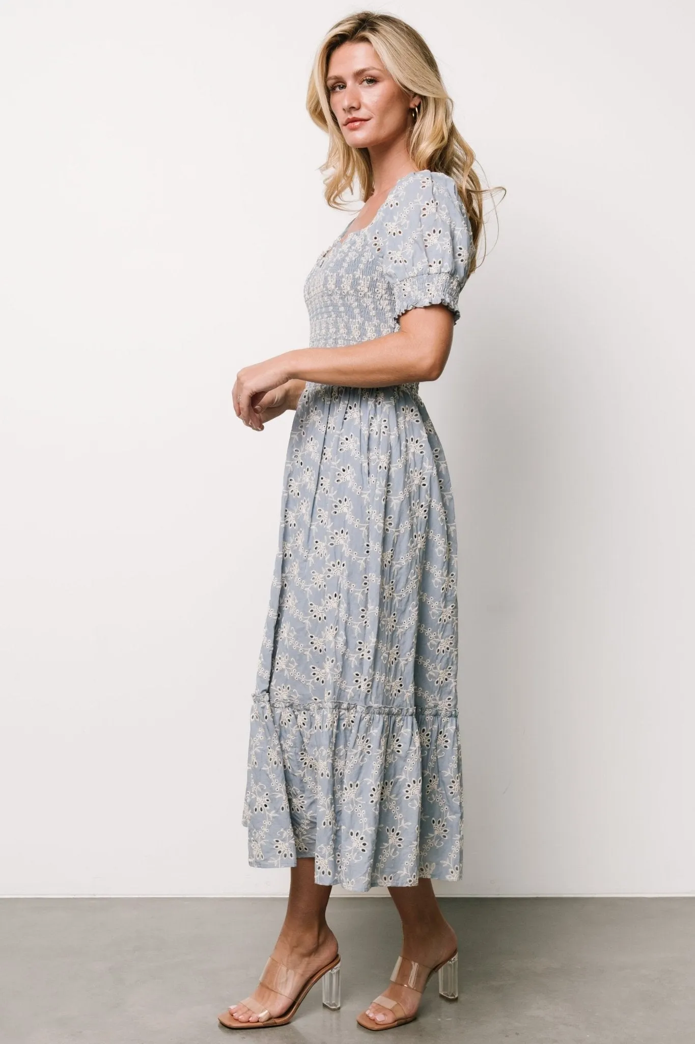 Piper Eyelet Midi Dress | Blue + Ivory sold by Baltic Born product image thumbnail 3