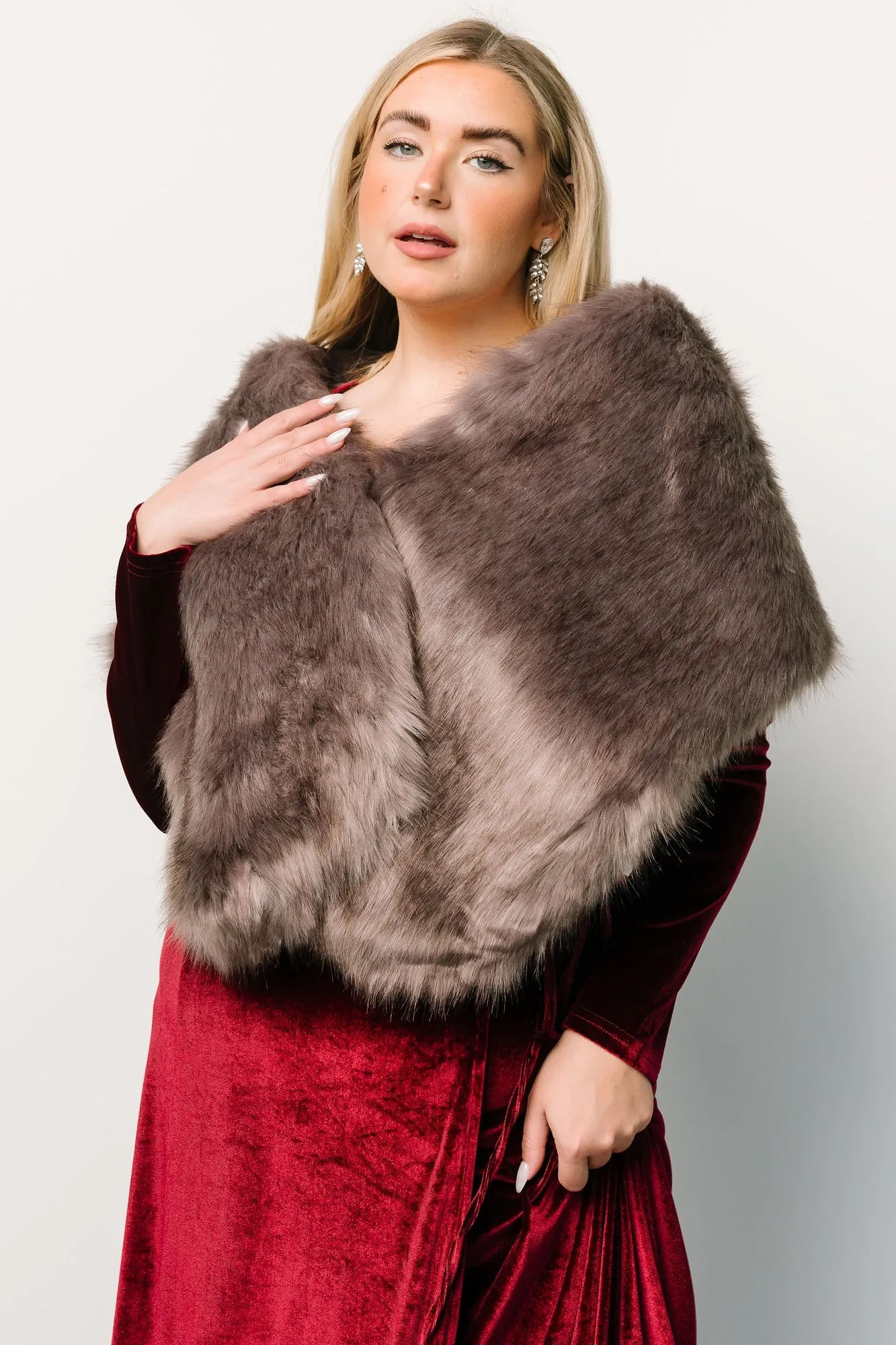 Jovie Faux Fur Shawl | French Gray sold by Baltic Born