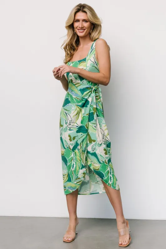 Latonya Faux Wrap Dress | Green Multi sold by Baltic Born