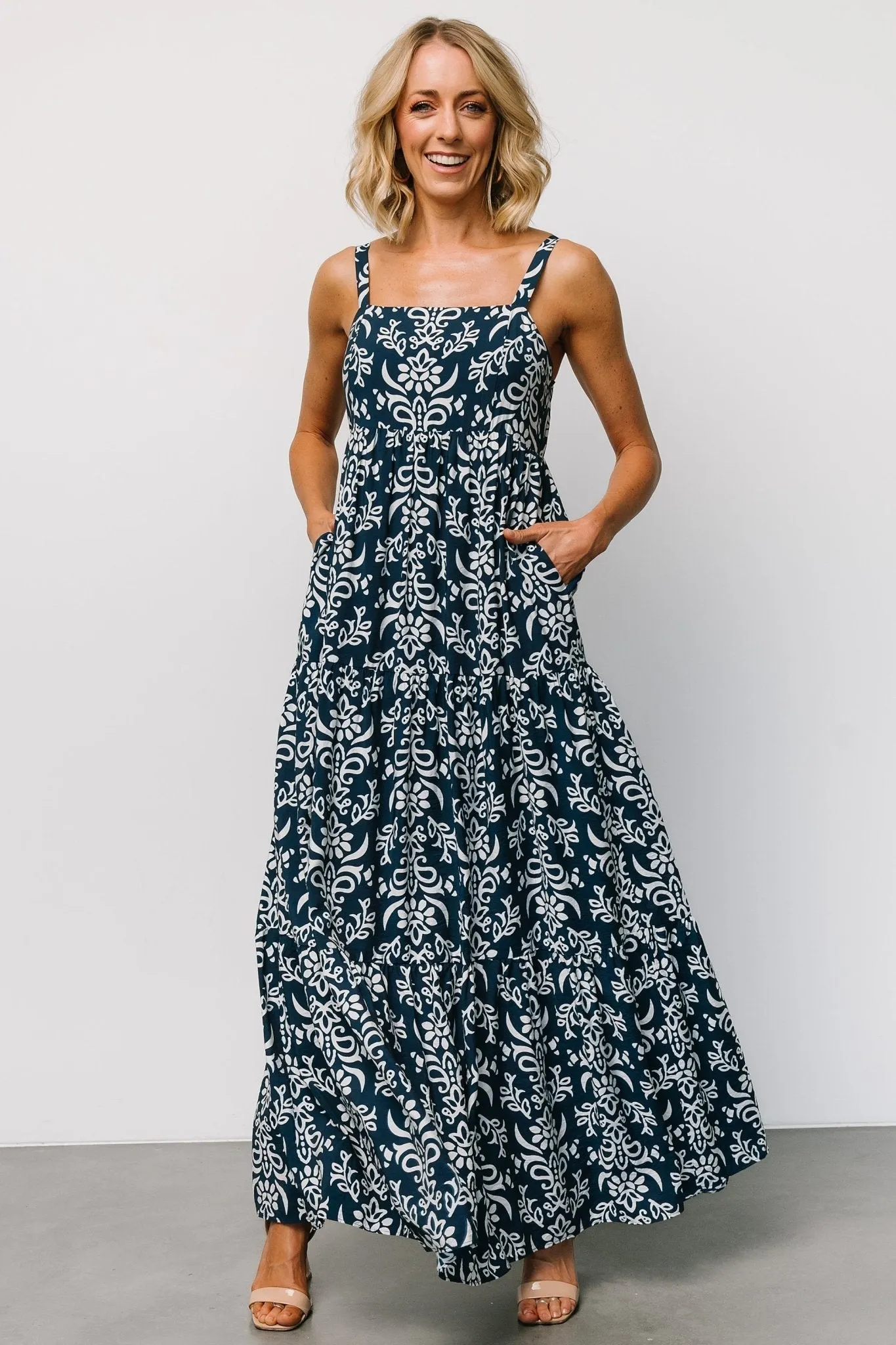 Oceanside Maxi Dress | Navy Print sold by Baltic Born