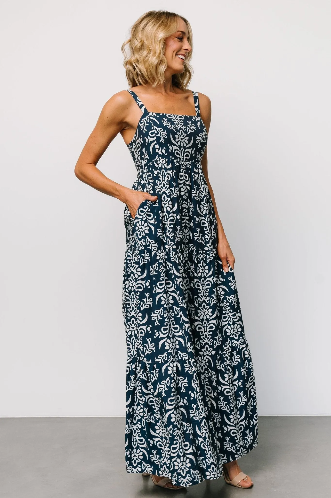 Oceanside Maxi Dress | Navy Print sold by Baltic Born product image thumbnail 3