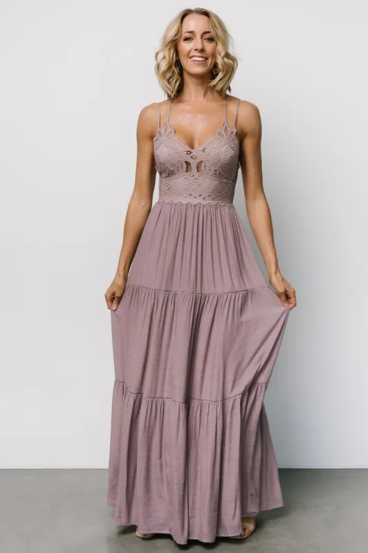 Summerlin Lace Top Maxi Dress | Dusty Mauve sold by Baltic Born