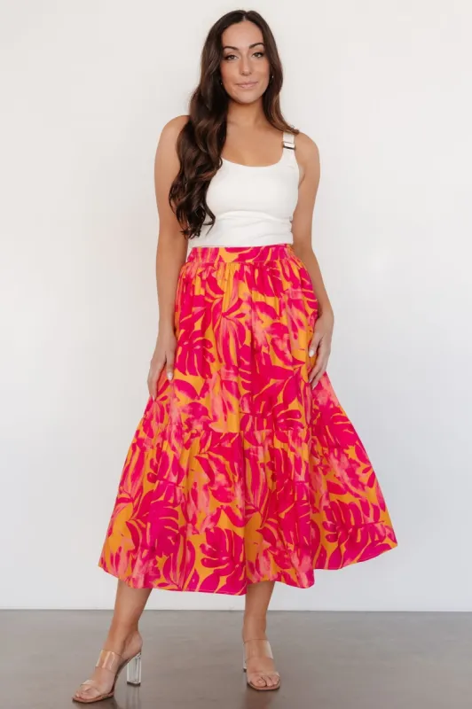 Luana Tiered Skirt | Orange + Fuchsia sold by Baltic Born