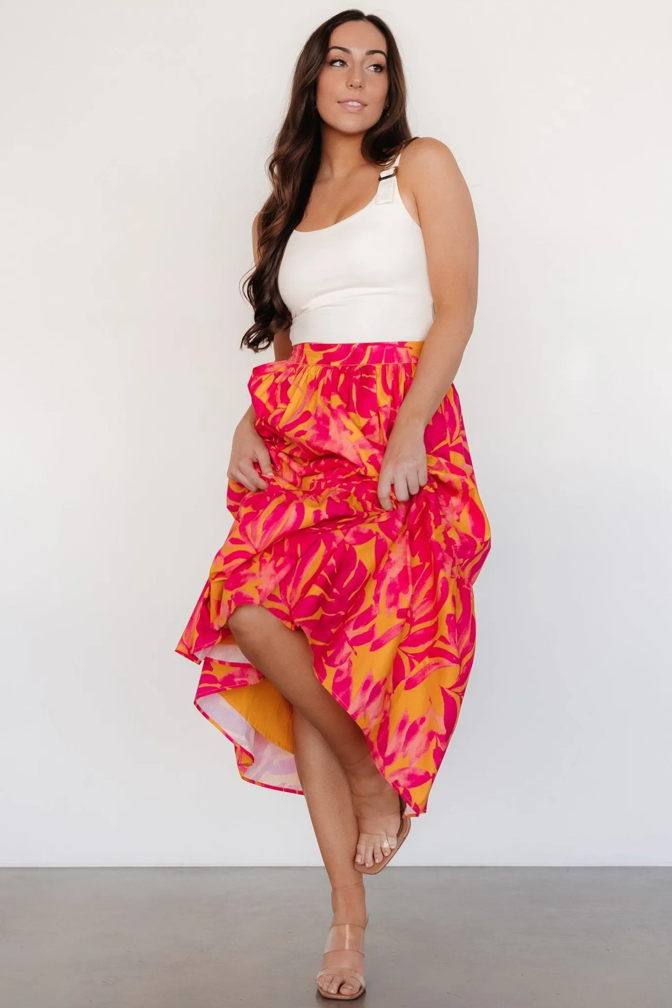 Luana Tiered Skirt | Orange + Fuchsia sold by Baltic Born product image thumbnail 3