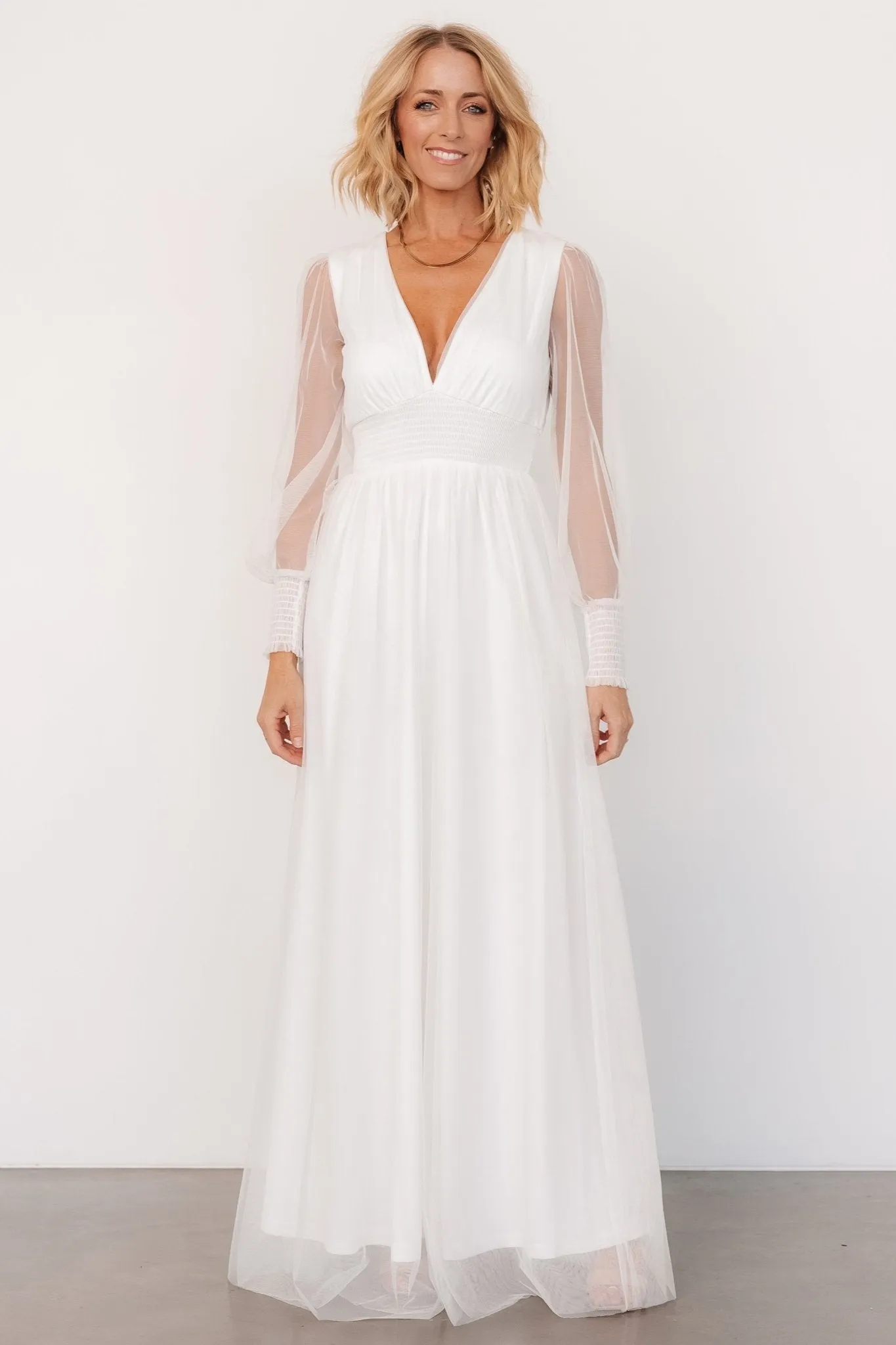 Layla Tulle Maxi Dress | White sold by Baltic Born