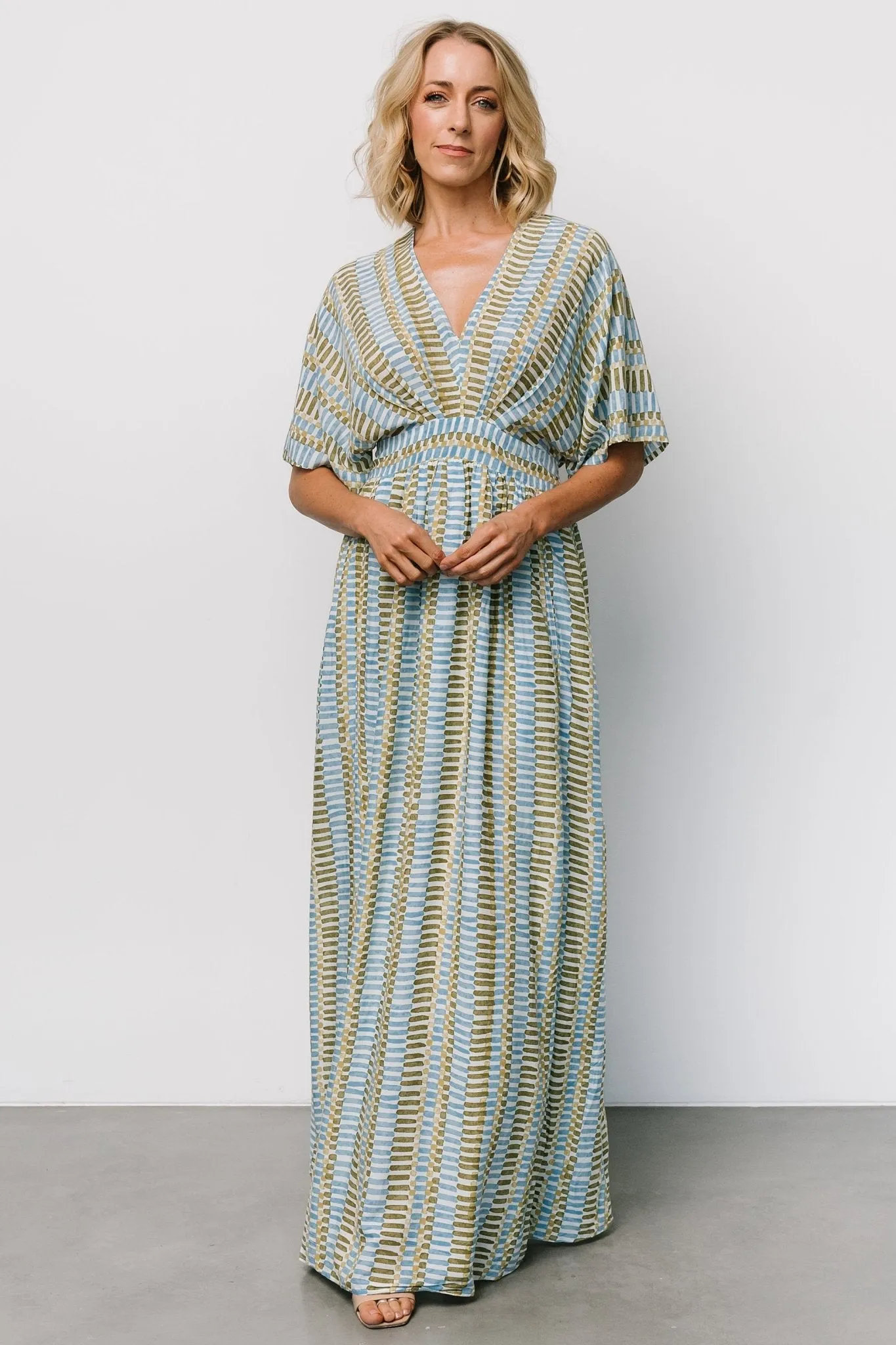 Mylis Kimono Dress | Blue + Green Print sold by Baltic Born product image thumbnail 5