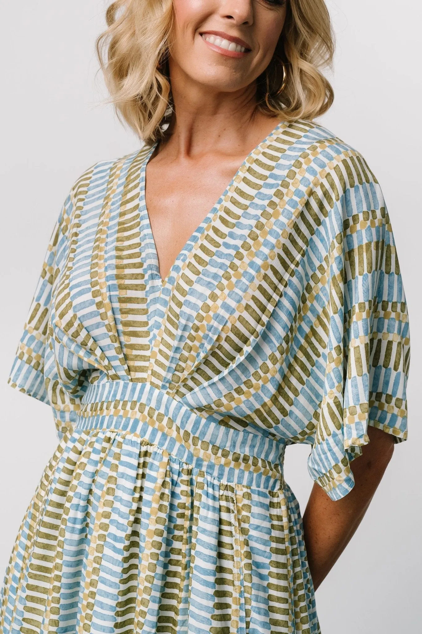 Mylis Kimono Dress | Blue + Green Print sold by Baltic Born product image thumbnail 2