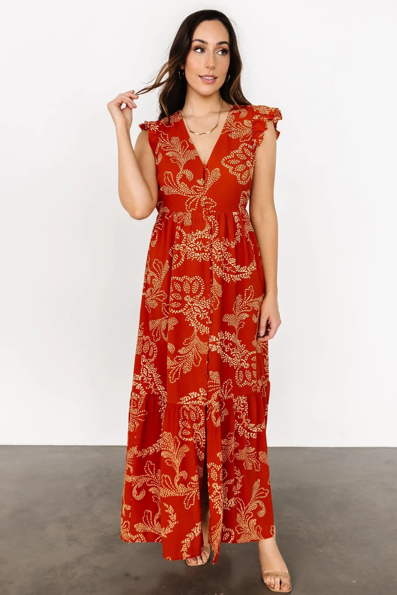 Ginger Button Down Maxi Dress | Rust + Ivory sold by Baltic Born