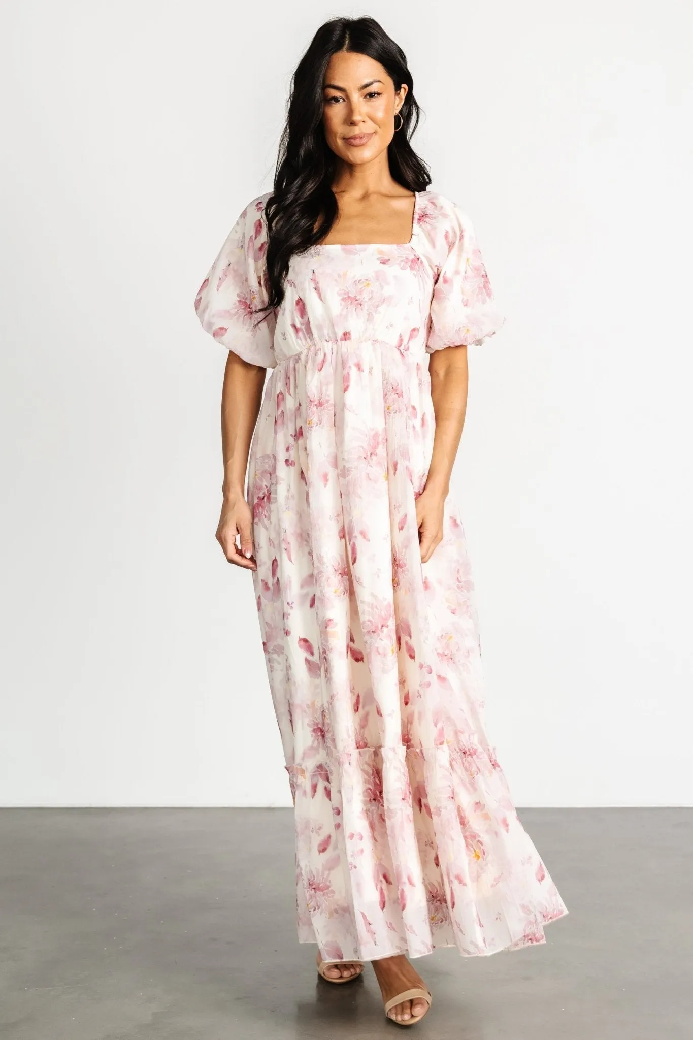 Dalia Maxi Dress | Ivory + Mauve Floral sold by Baltic Born