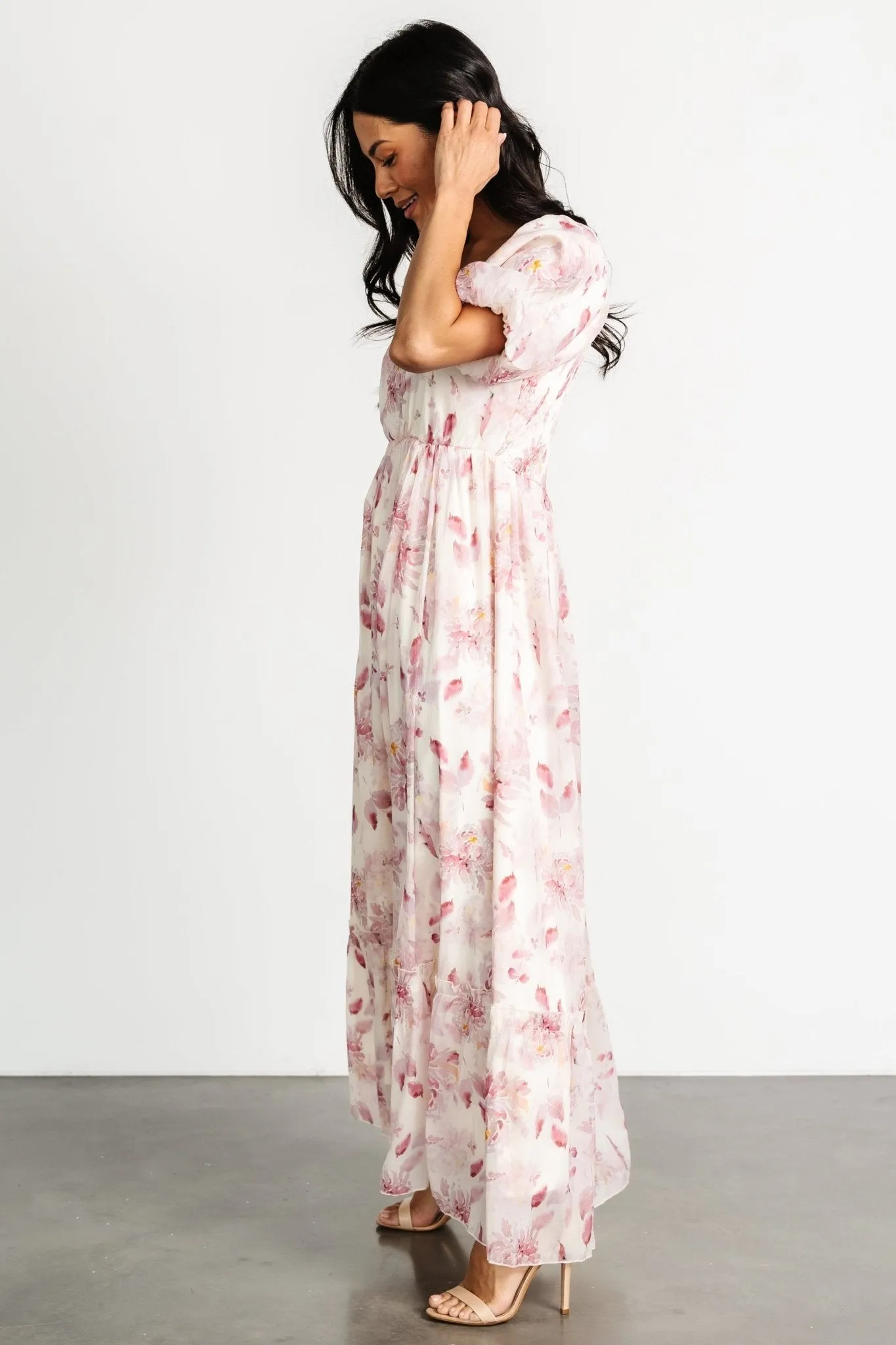 Dalia Maxi Dress | Ivory + Mauve Floral sold by Baltic Born product image thumbnail 3