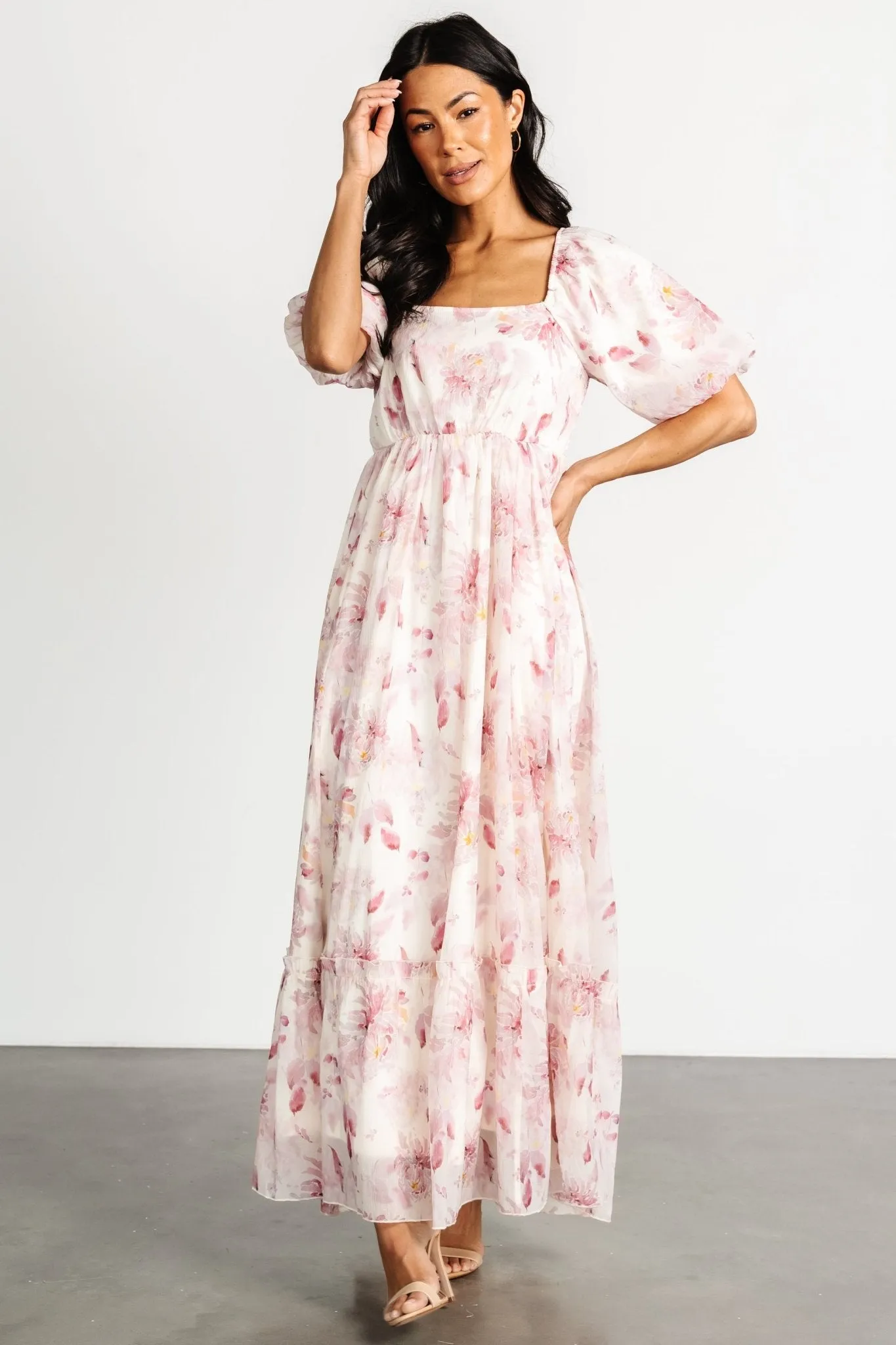 Dalia Maxi Dress | Ivory + Mauve Floral sold by Baltic Born product image thumbnail 4