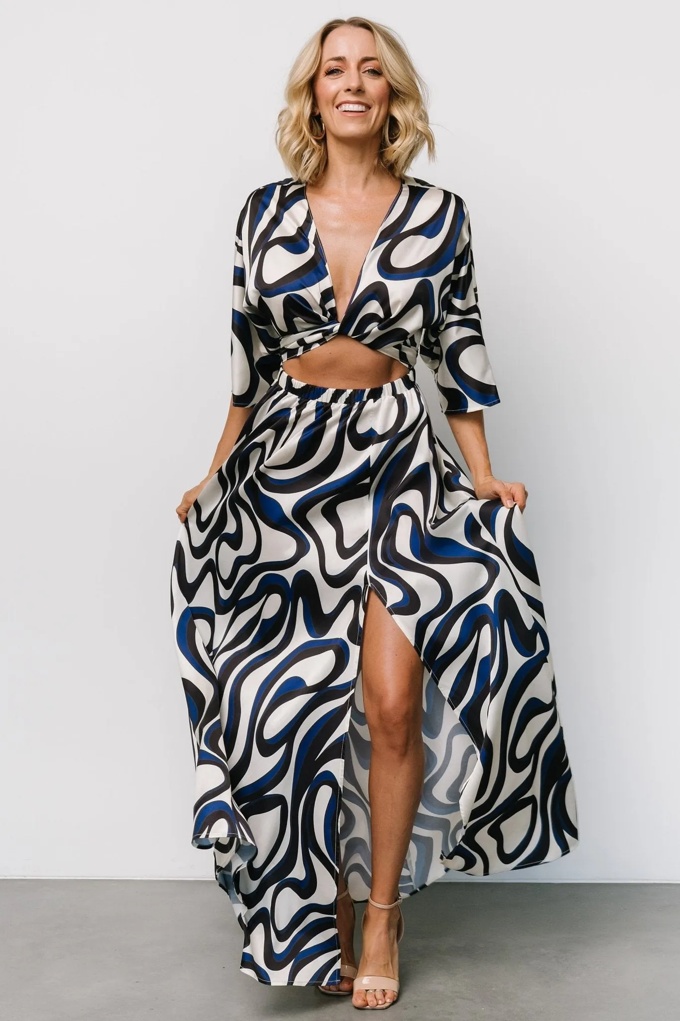 Stella Maxi Dress | Ivory Multi Print sold by Baltic Born