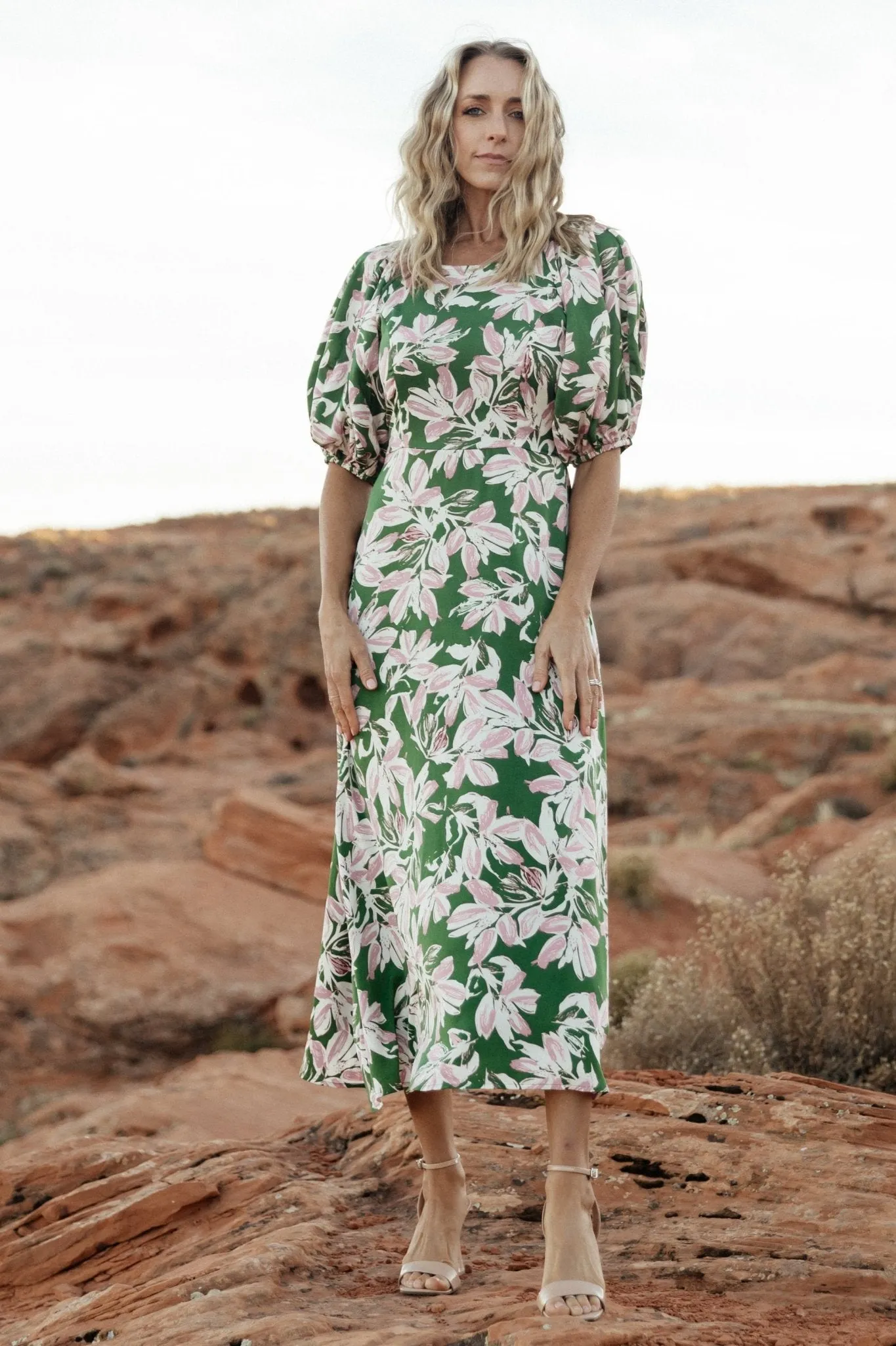 Tucson Midi Dress | Green + Pink sold by Baltic Born product image thumbnail 5