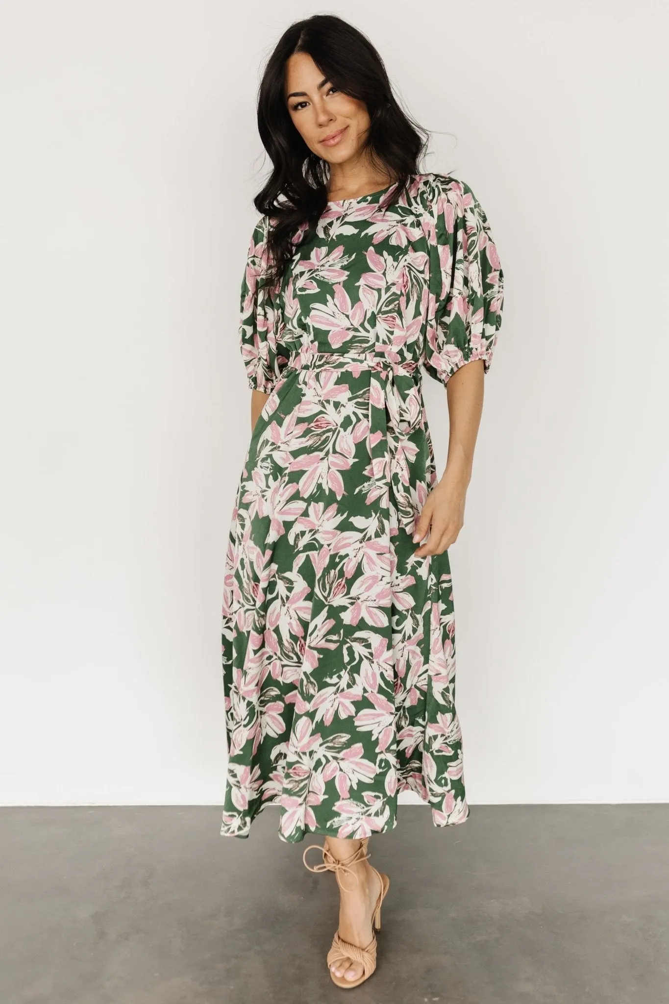 Tucson Midi Dress | Green + Pink sold by Baltic Born product image thumbnail 2