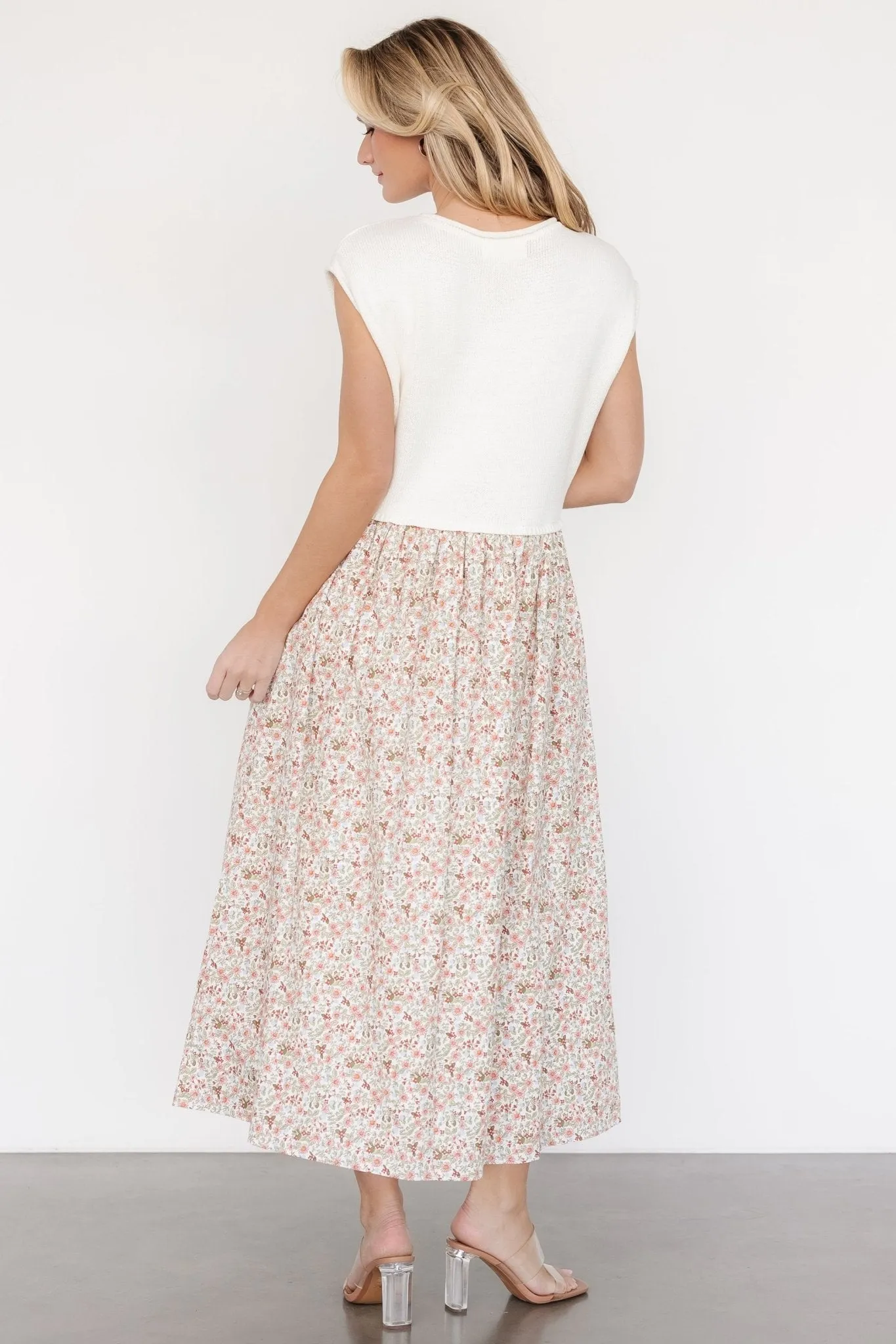 Myra Sweater Dress | Ivory + Coral Floral sold by Baltic Born product image thumbnail 5
