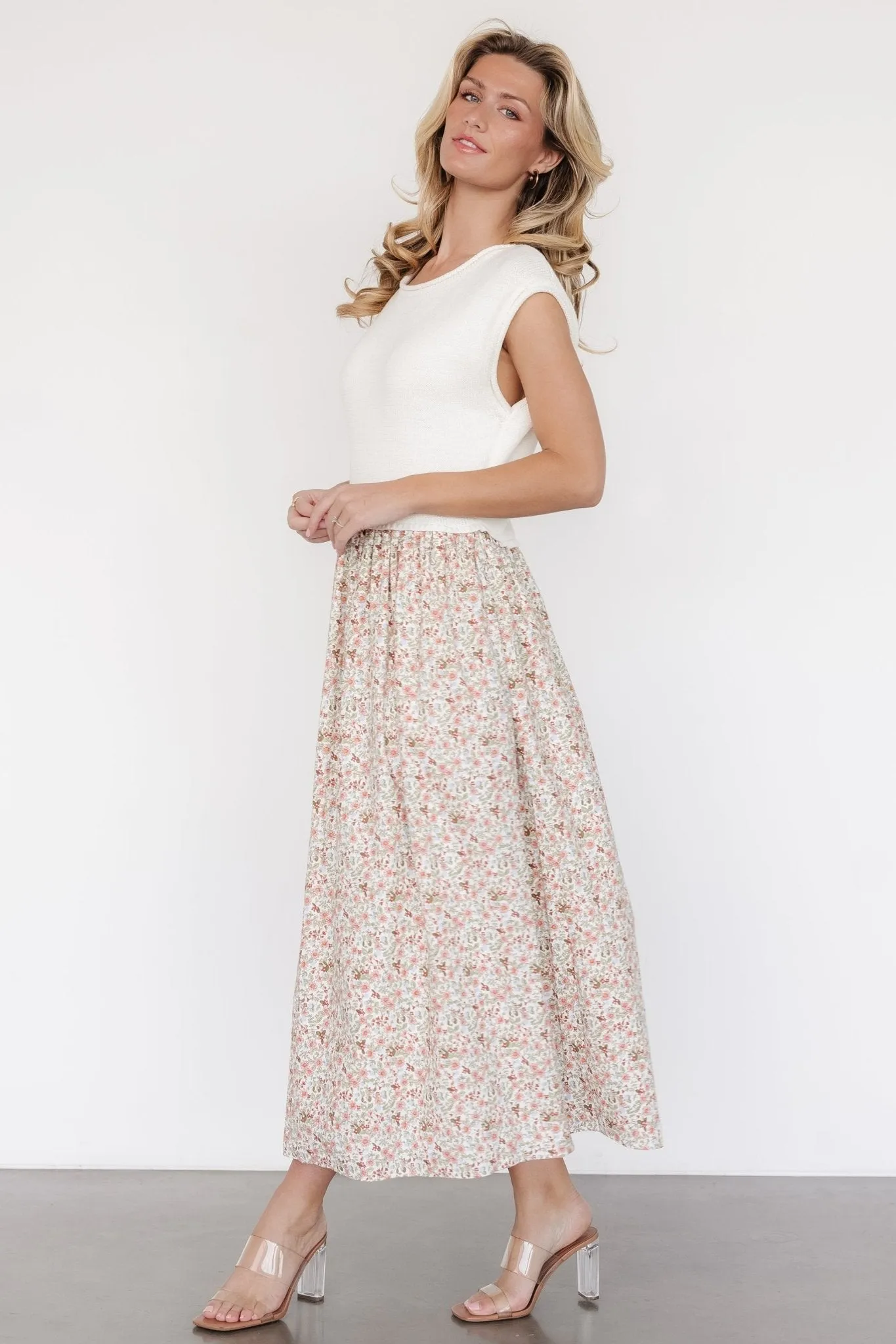Myra Sweater Dress | Ivory + Coral Floral sold by Baltic Born product image thumbnail 3