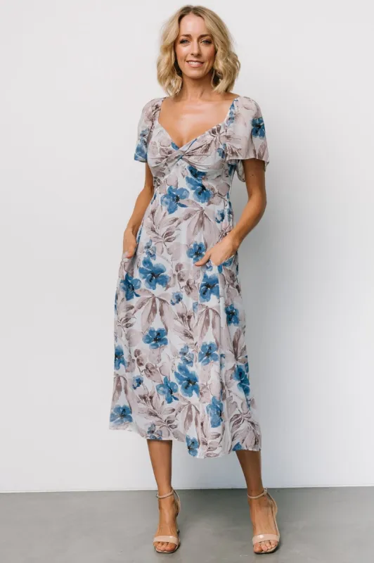 Melinda Midi Dress | Blue Floral sold by Baltic Born
