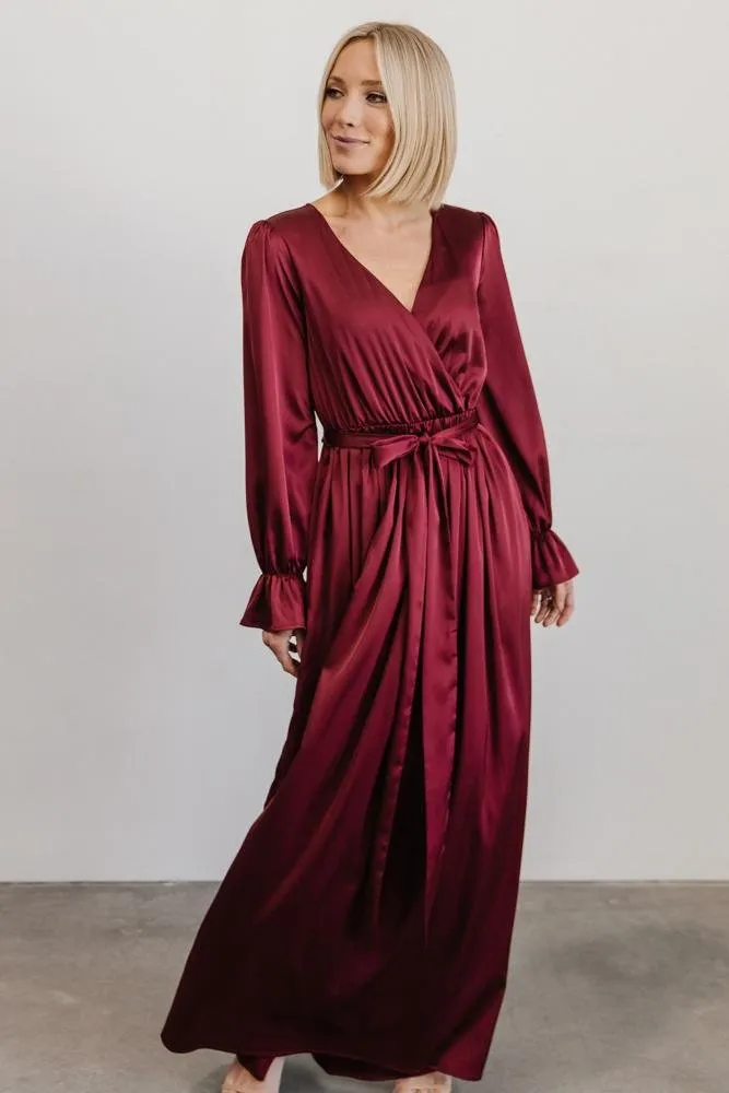 Holly Satin Maxi Dress | Cranberry sold by Baltic Born product image thumbnail 5
