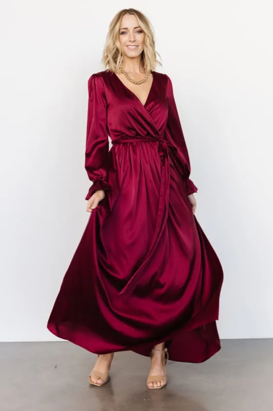 Holly Satin Maxi Dress | Cranberry sold by Baltic Born