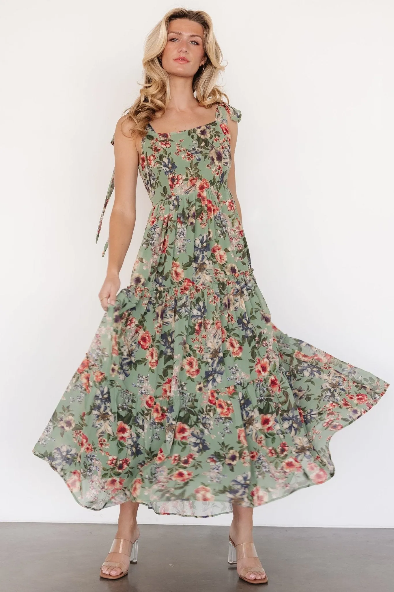 Anita Maxi Dress | Green Multi Floral sold by Baltic Born