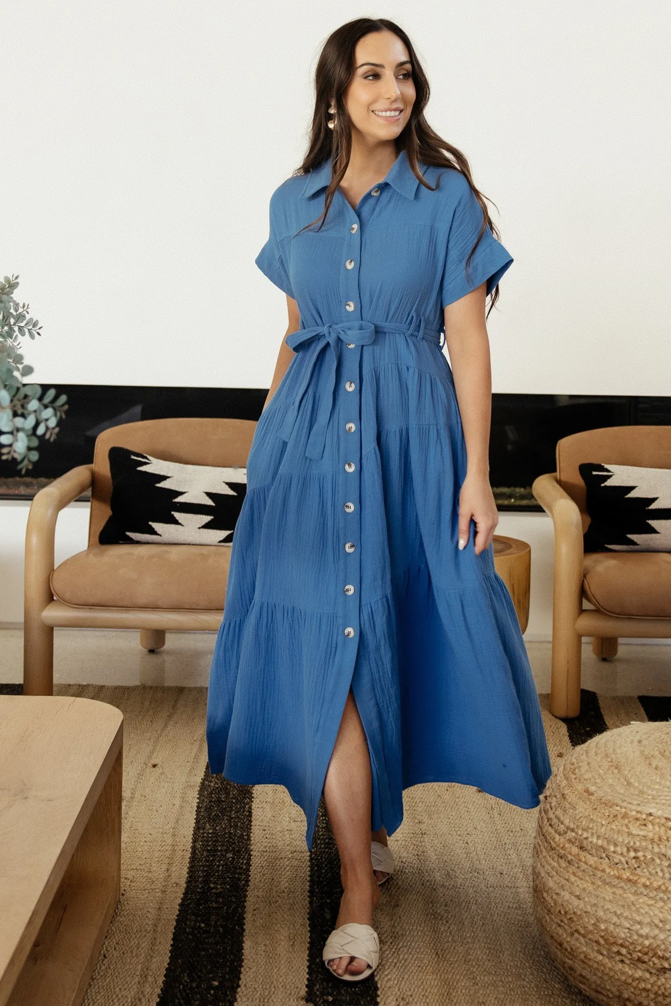 Aizey Button Up Maxi Dress | Blue sold by Baltic Born
