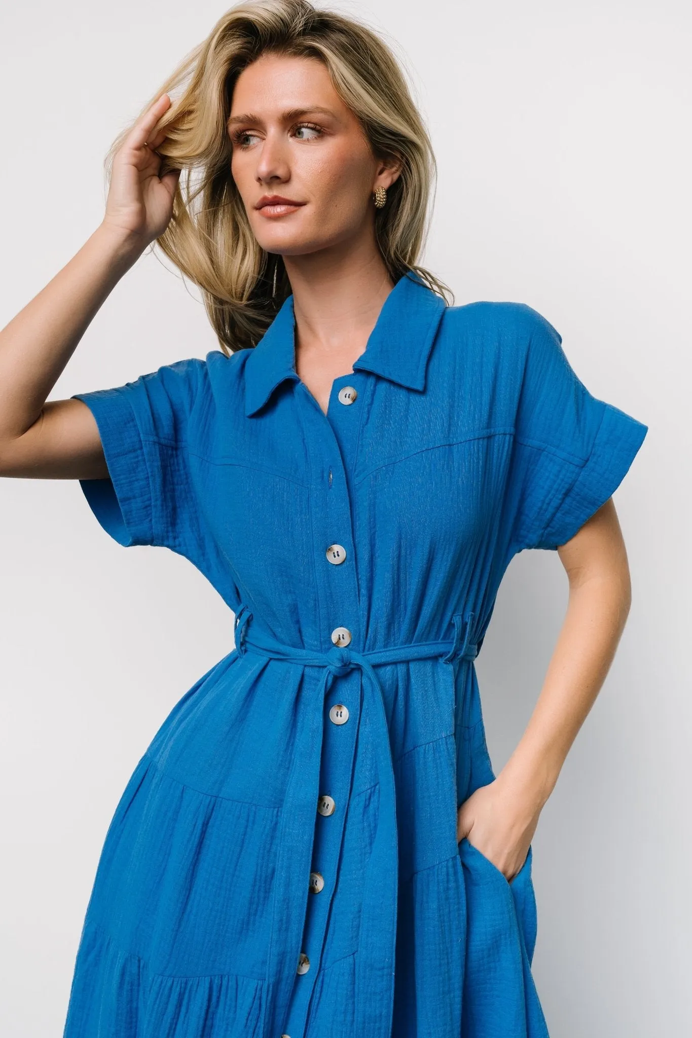 Aizey Button Up Maxi Dress | Blue sold by Baltic Born product image thumbnail 4