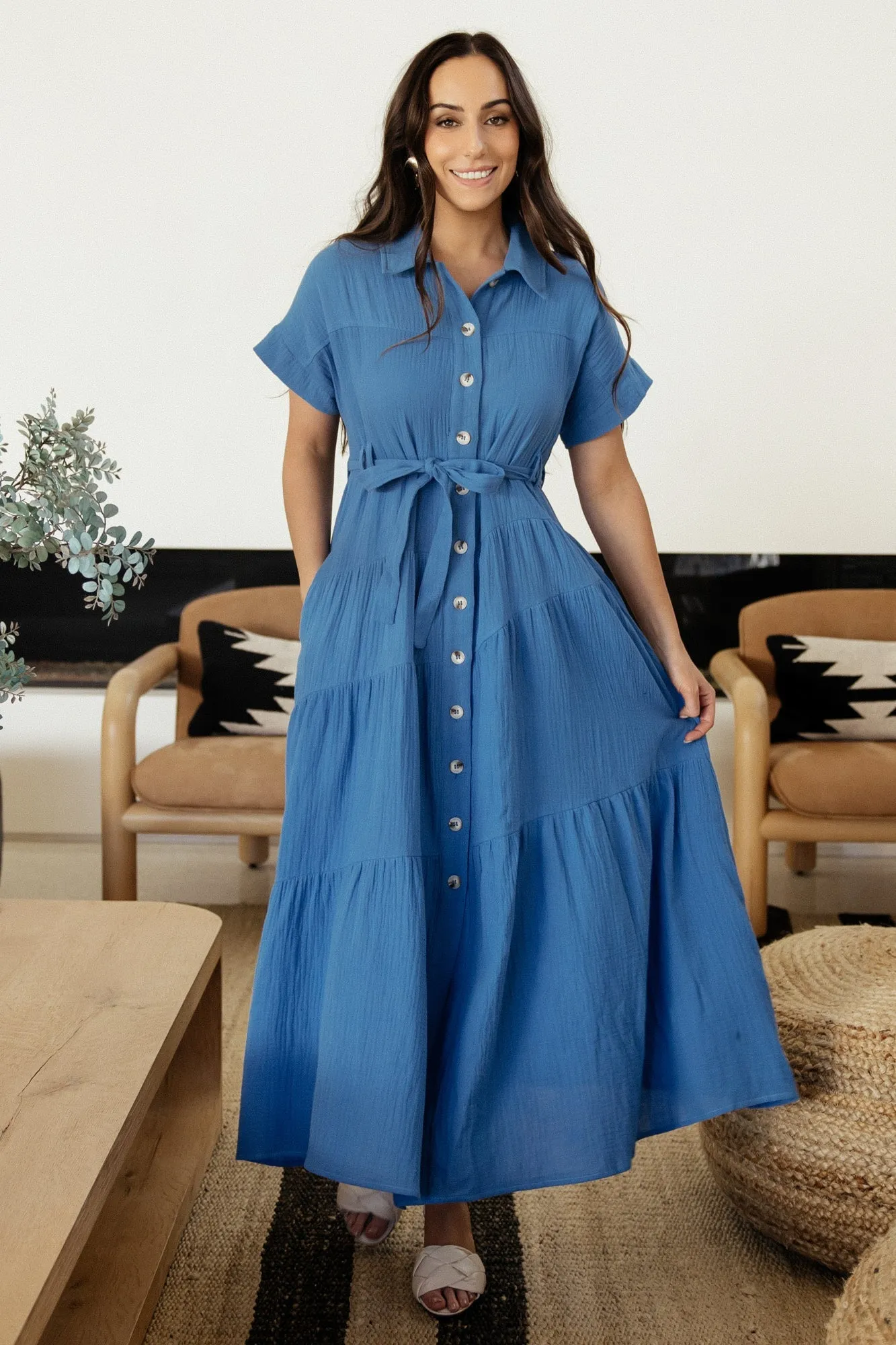 Aizey Button Up Maxi Dress | Blue sold by Baltic Born product image thumbnail 3