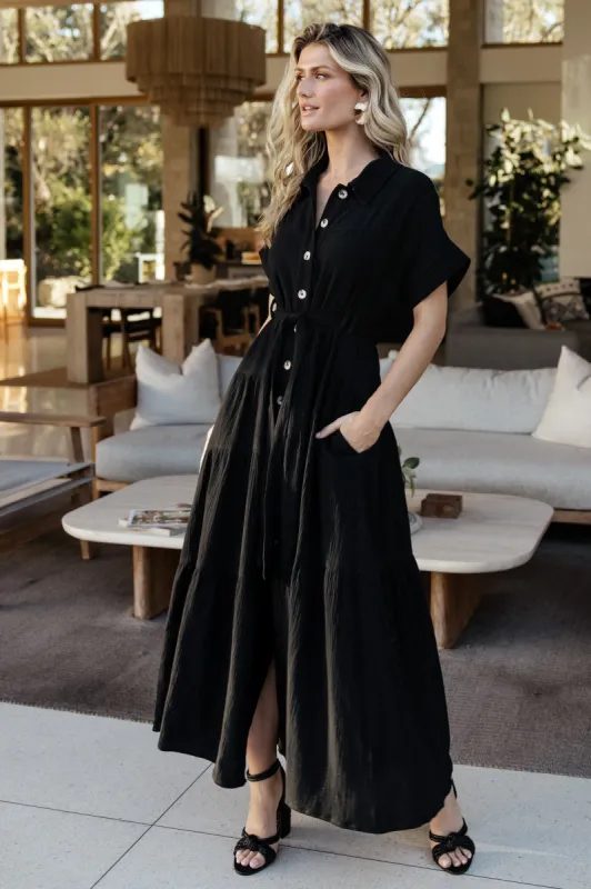 Aizey Button Up Maxi Dress | Black sold by Baltic Born