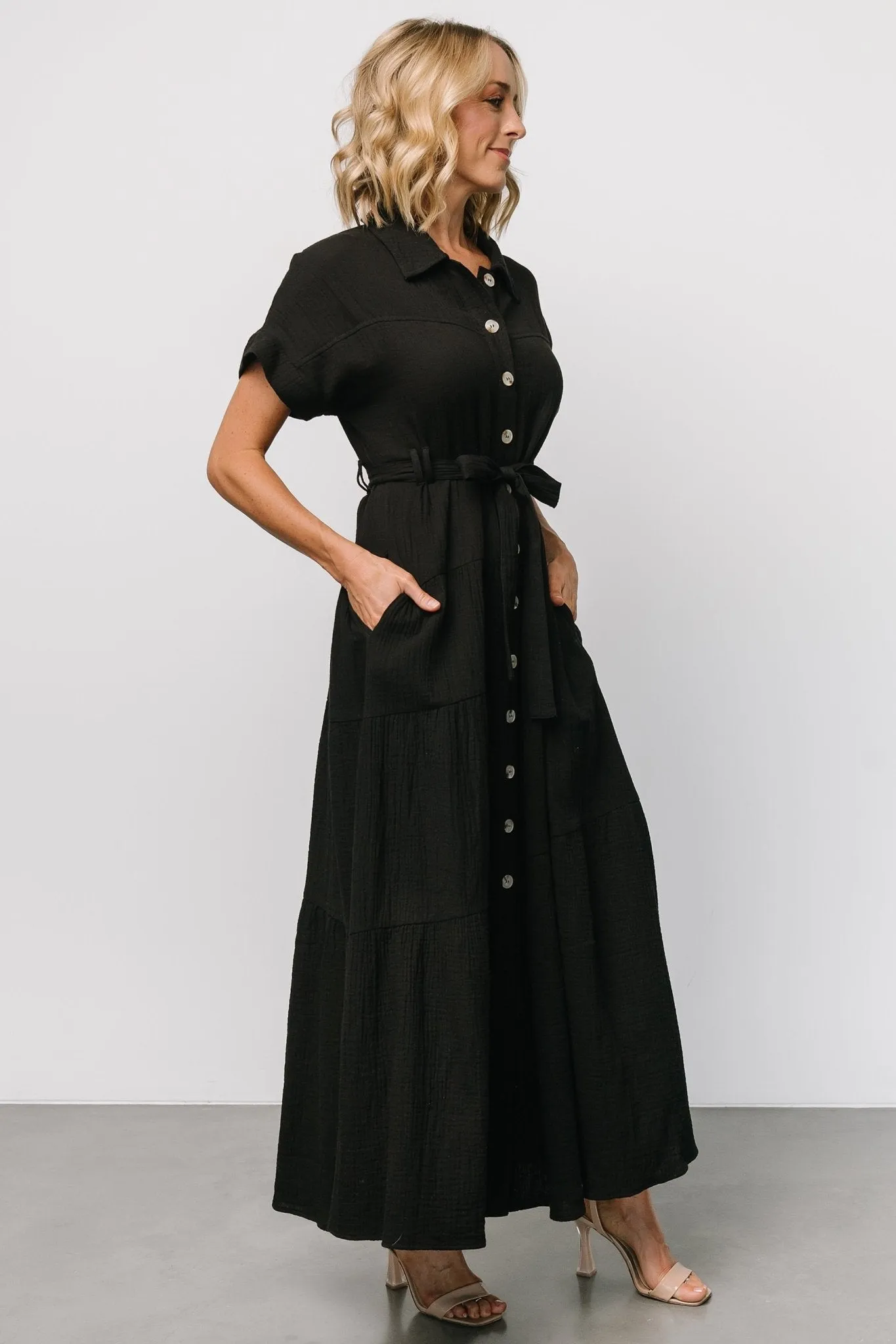 Aizey Button Up Maxi Dress | Black sold by Baltic Born product image thumbnail 5