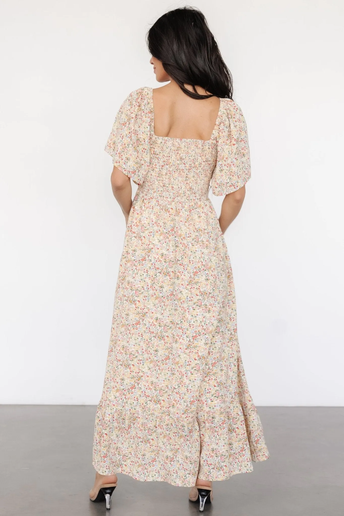 Ellory Smocked Midi Dress | Golden Multi Floral sold by Baltic Born product image thumbnail 4