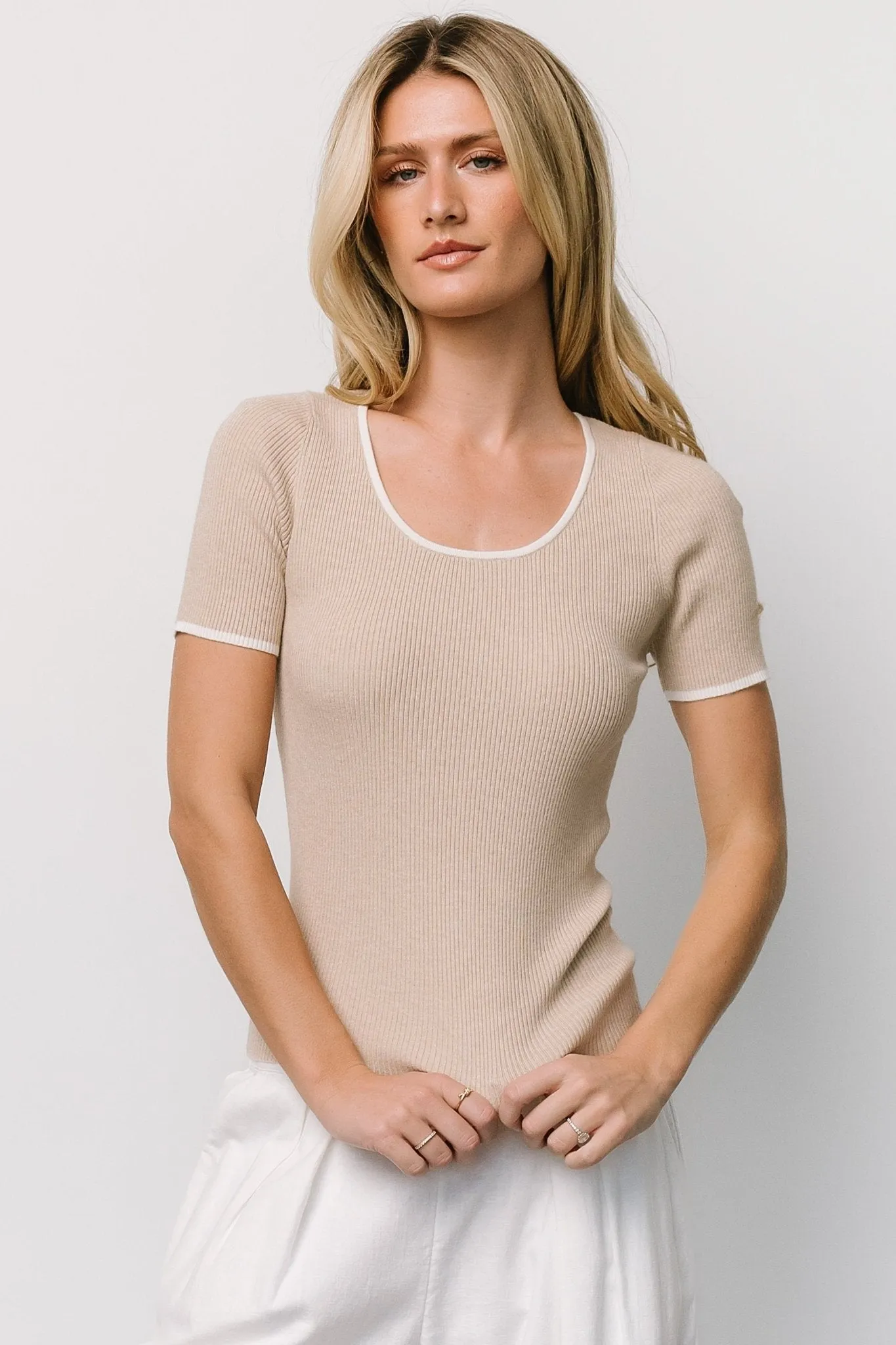 Dena Ribbed Top | Natural + Ivory sold by Baltic Born product image thumbnail 3